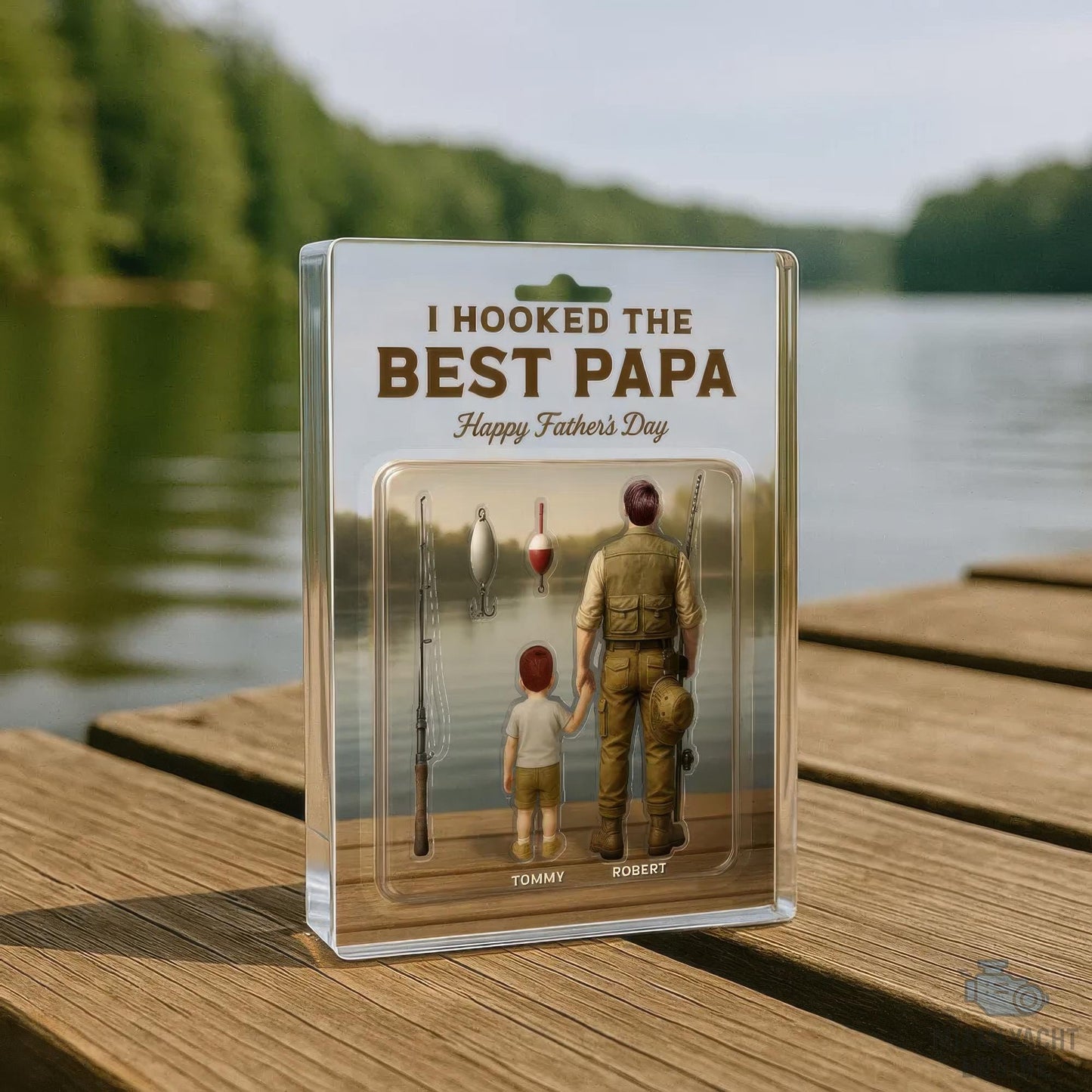 Custom Name I Hooked The Best Papa Acrylic Block Plaque, Best Dad Fishing Acrylic Block Plaque, Father's Day Gift for Dad, Gift for Husband