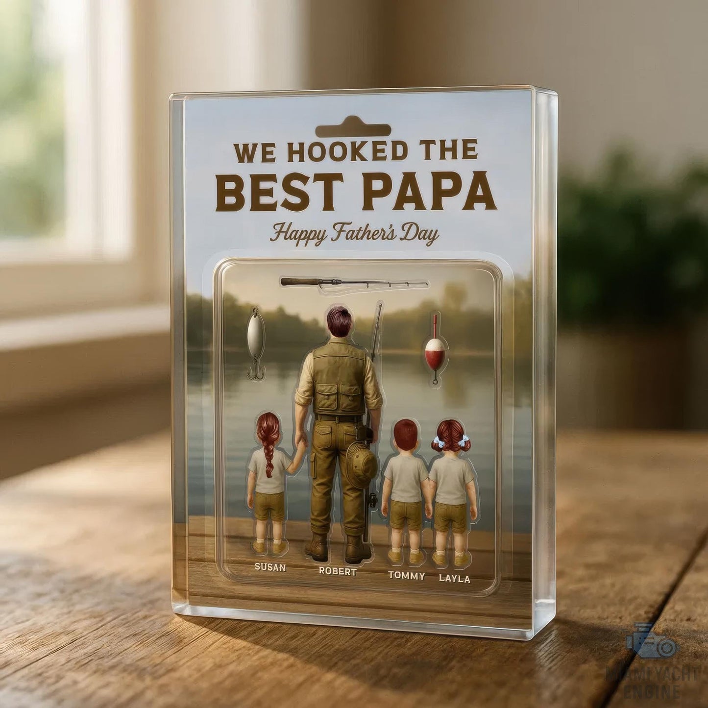 Custom Name I Hooked The Best Papa Acrylic Block Plaque, Best Dad Fishing Acrylic Block Plaque, Father's Day Gift for Dad, Gift for Husband