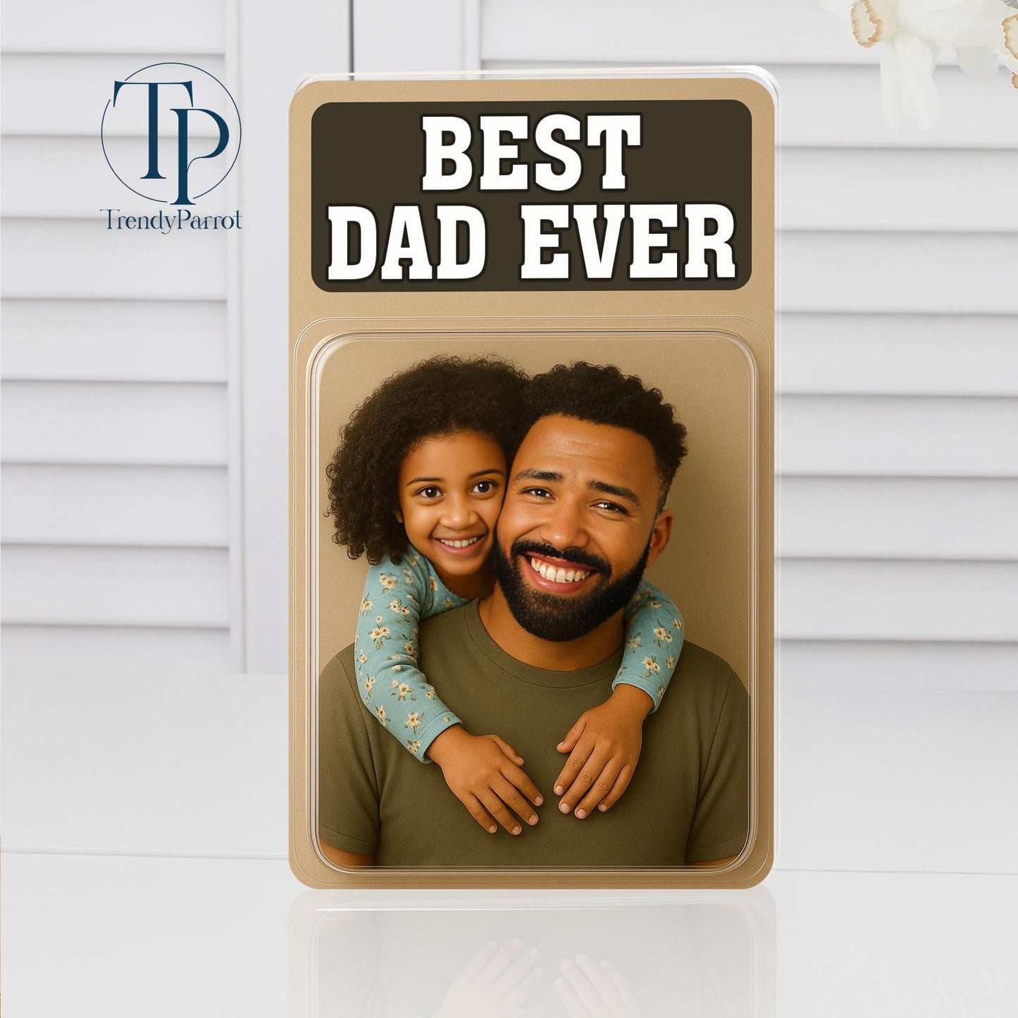 Personalized Father's Day Gifts For Dad, Custom Photo Dad And Kids Action Figure Acrylic Block, Best Dad Ever Block Plaque, Gift For Husband