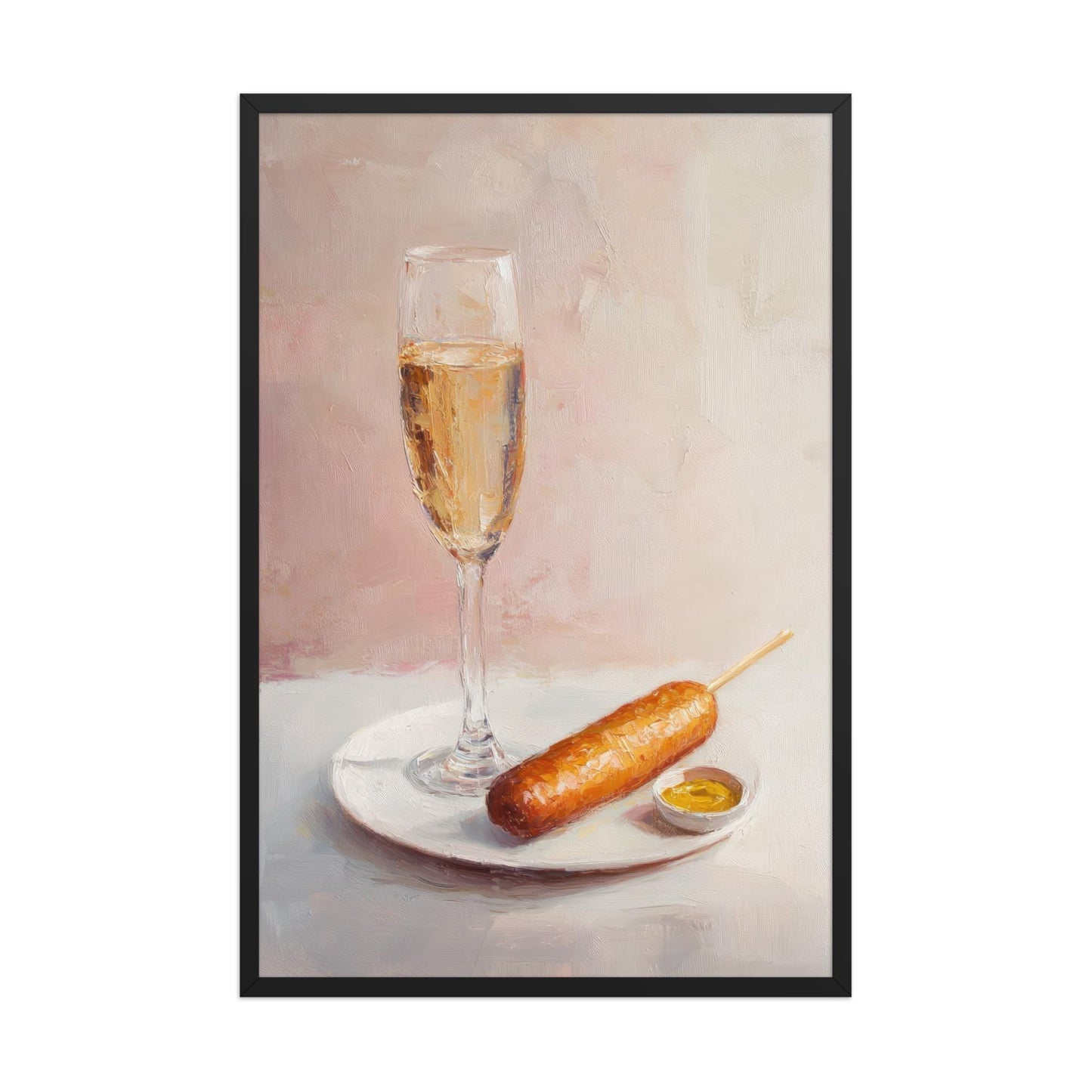 Corndog and Champagne Art Print: Quirky Bar Cart Decor