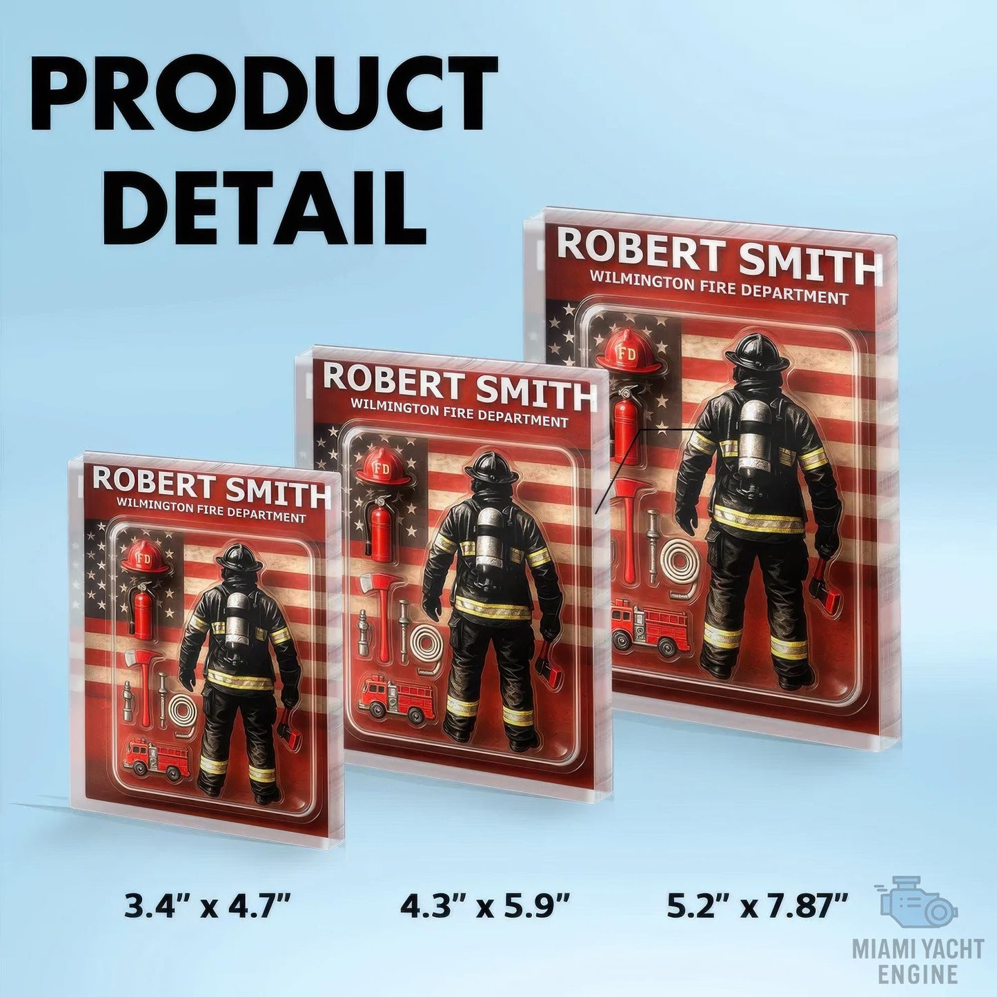 Custom Name Wilmington Fire Department Acrylic Block Plaque, Best Firefighter Dad Acrylic Block, Father's Day Gift For Dad, Gift For Husband