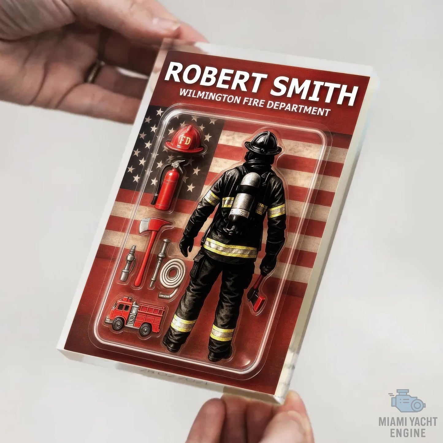 Custom Name Wilmington Fire Department Acrylic Block Plaque, Best Firefighter Dad Acrylic Block, Father's Day Gift For Dad, Gift For Husband