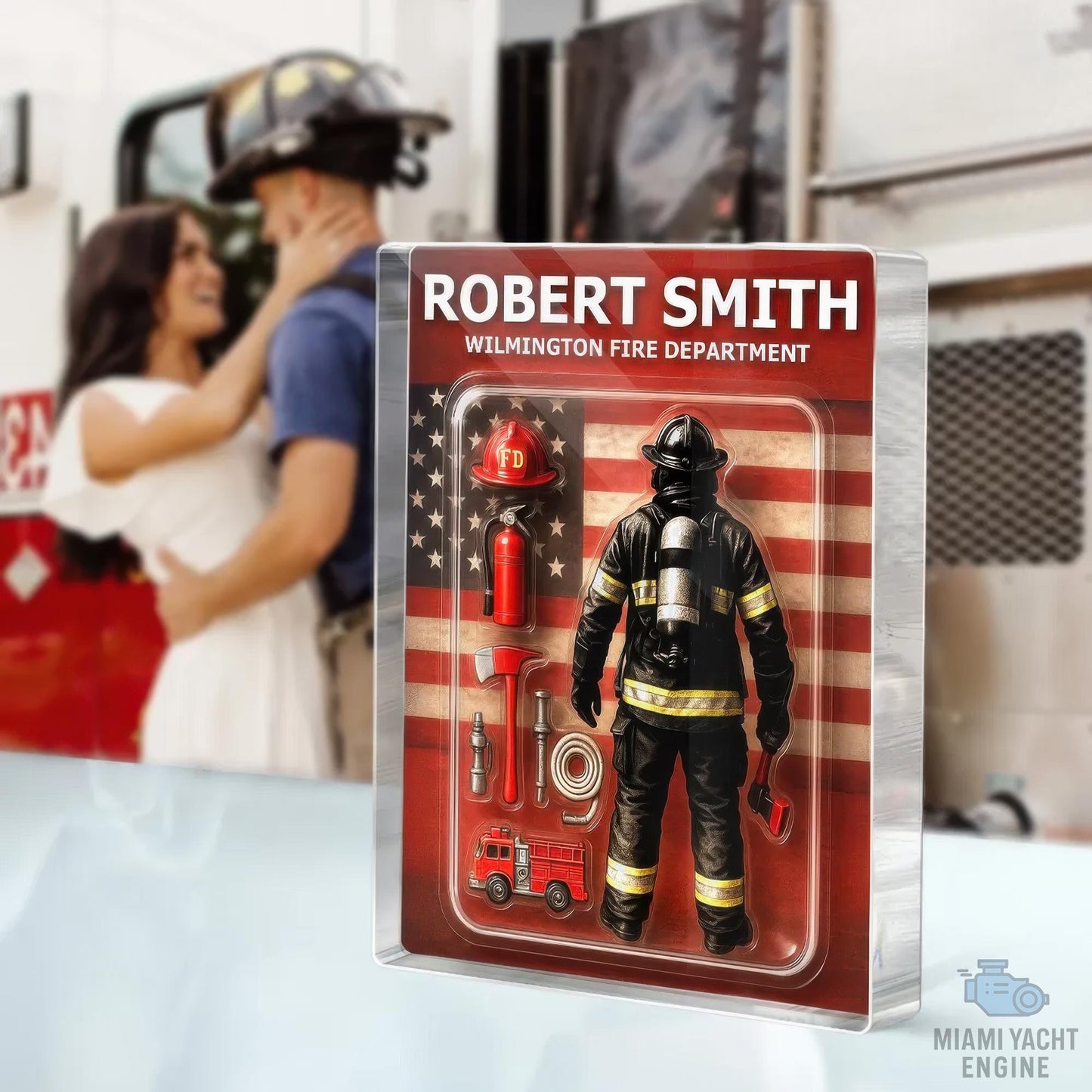 Custom Name Wilmington Fire Department Acrylic Block Plaque, Best Firefighter Dad Acrylic Block, Father's Day Gift For Dad, Gift For Husband