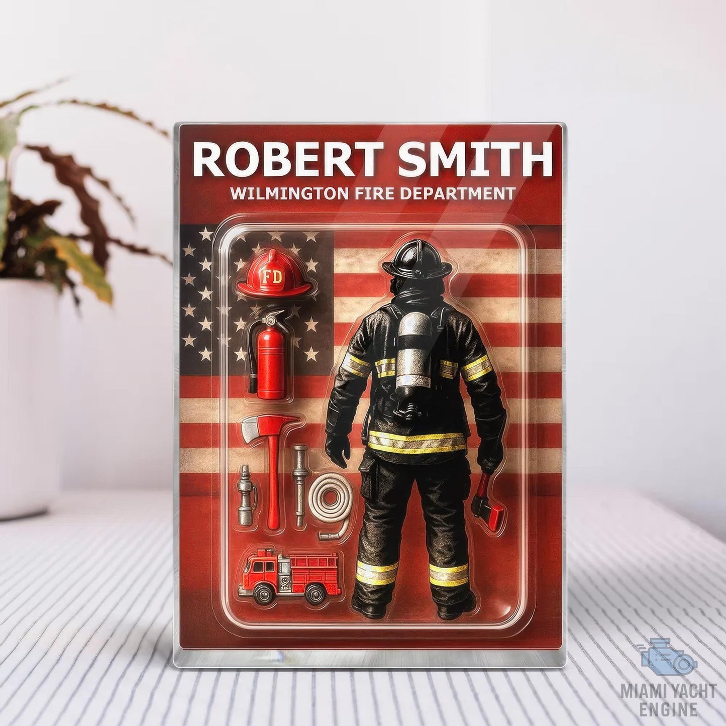 Custom Name Wilmington Fire Department Acrylic Block Plaque, Best Firefighter Dad Acrylic Block, Father's Day Gift For Dad, Gift For Husband