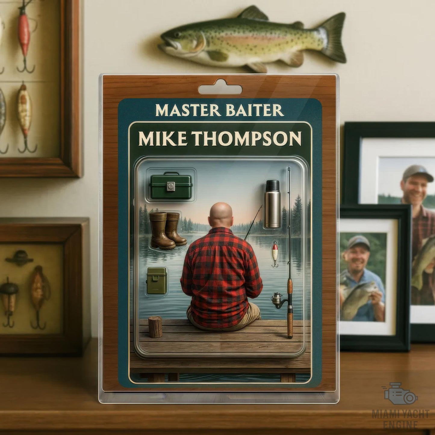 Custom Name Master Baiter Acrylic Block Plaque, Best Dad Fishing Acrylic Block, Father's Day Gift For Dad, Gift For Husband Who Love To Fish