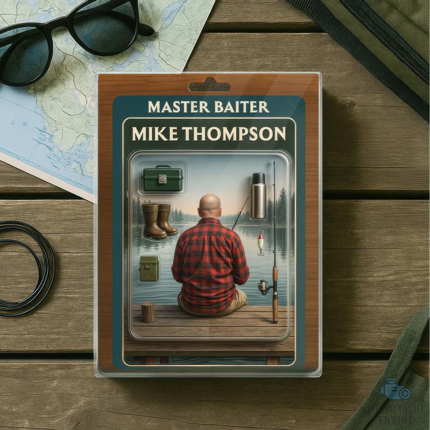 Custom Name Master Baiter Acrylic Block Plaque, Best Dad Fishing Acrylic Block, Father's Day Gift For Dad, Gift For Husband Who Love To Fish