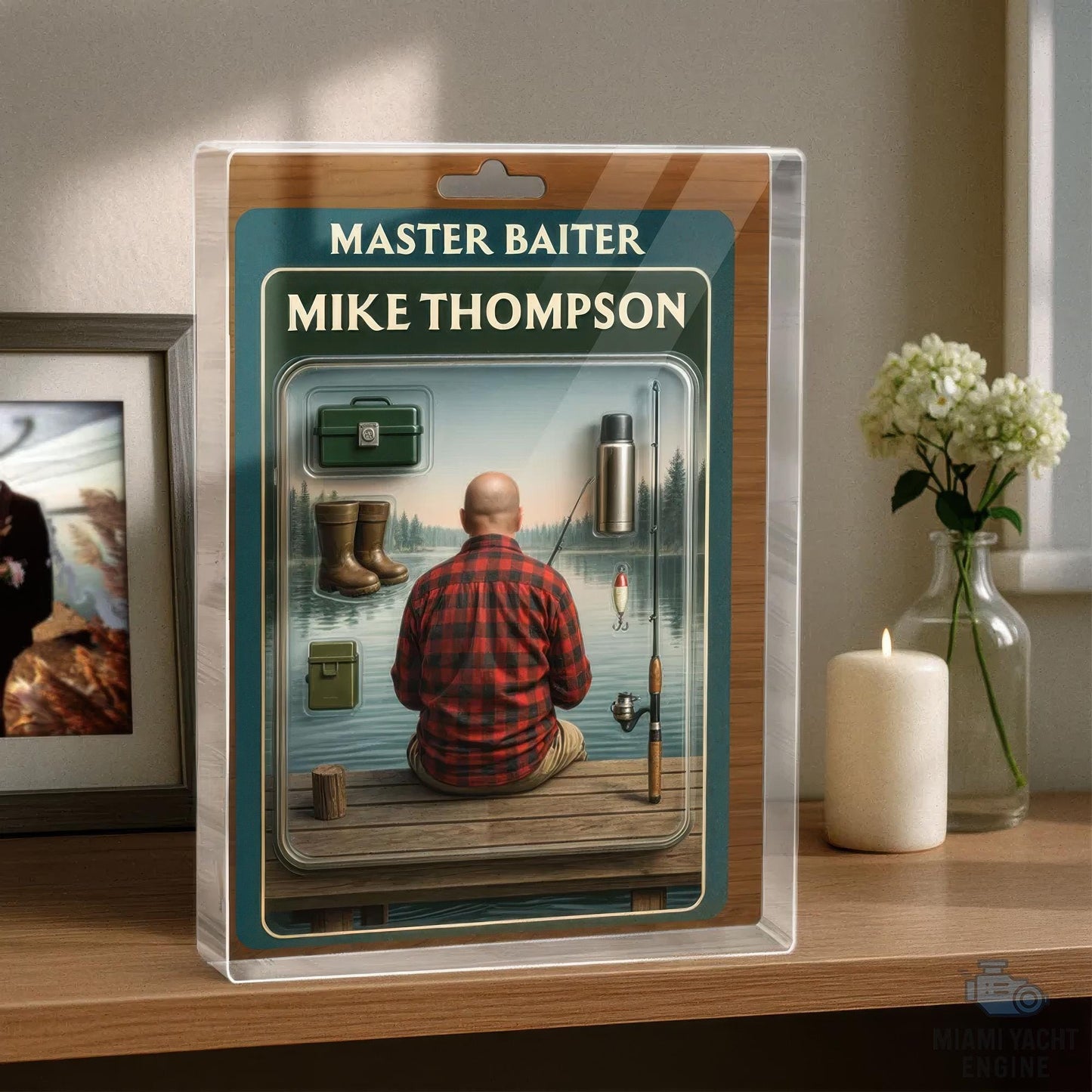 Custom Name Master Baiter Acrylic Block Plaque, Best Dad Fishing Acrylic Block, Father's Day Gift For Dad, Gift For Husband Who Love To Fish
