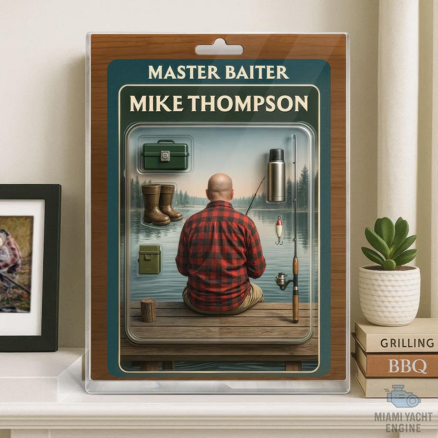 Custom Name Master Baiter Acrylic Block Plaque, Best Dad Fishing Acrylic Block, Father's Day Gift For Dad, Gift For Husband Who Love To Fish