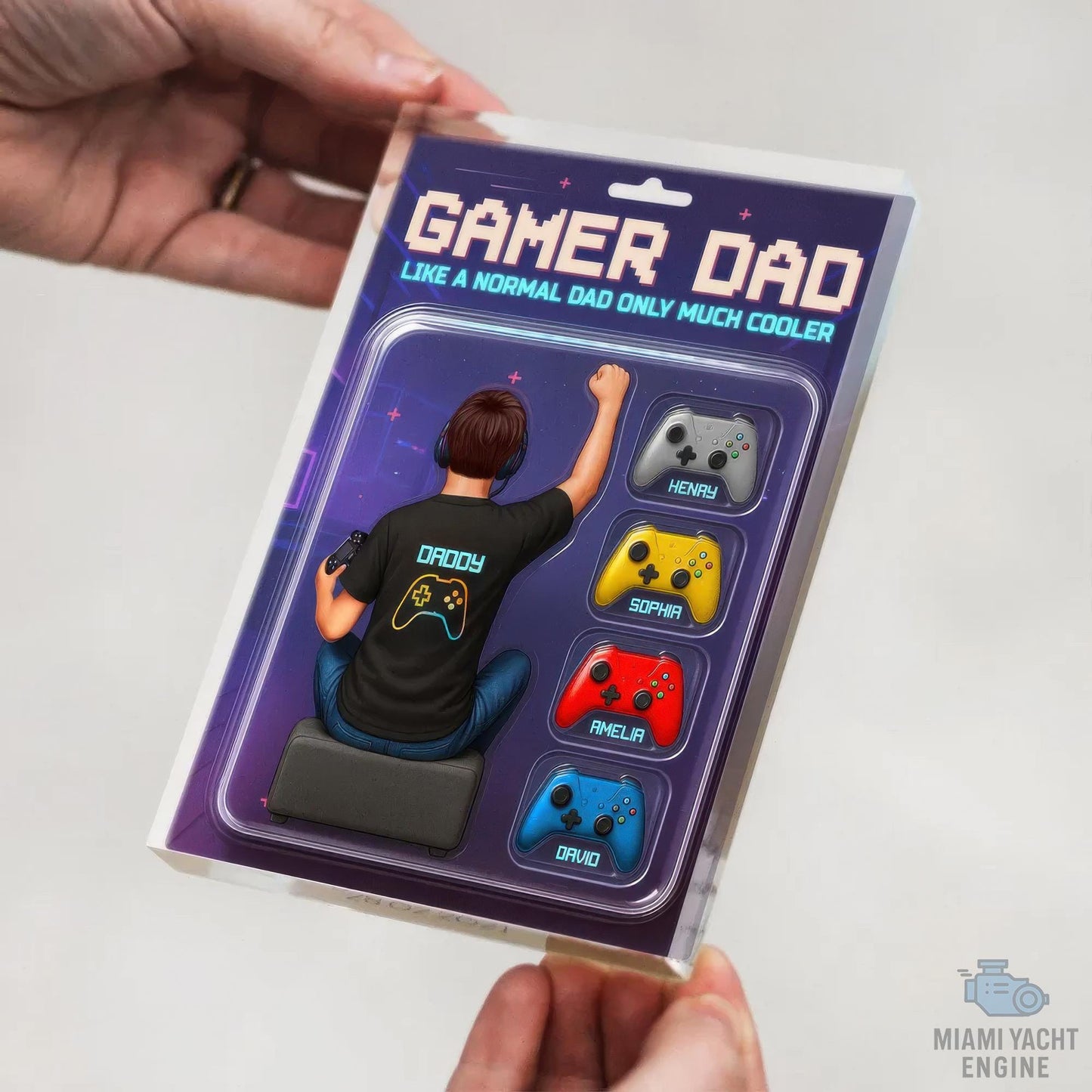 Custom Name Game Dad Like A Normal Dad Only Much Cooler Acrylic Block Plaque, Gamer Dad Acrylic Block Plaque, Father's Day Gift For Dad