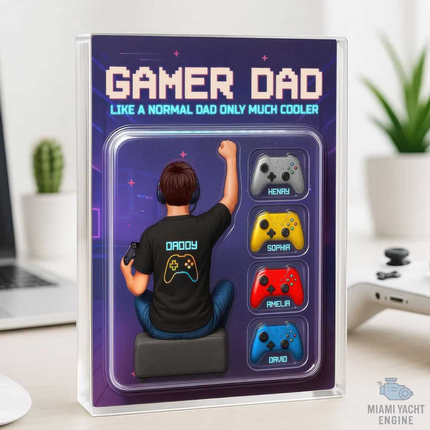 Custom Name Game Dad Like A Normal Dad Only Much Cooler Acrylic Block Plaque, Gamer Dad Acrylic Block Plaque, Father's Day Gift For Dad
