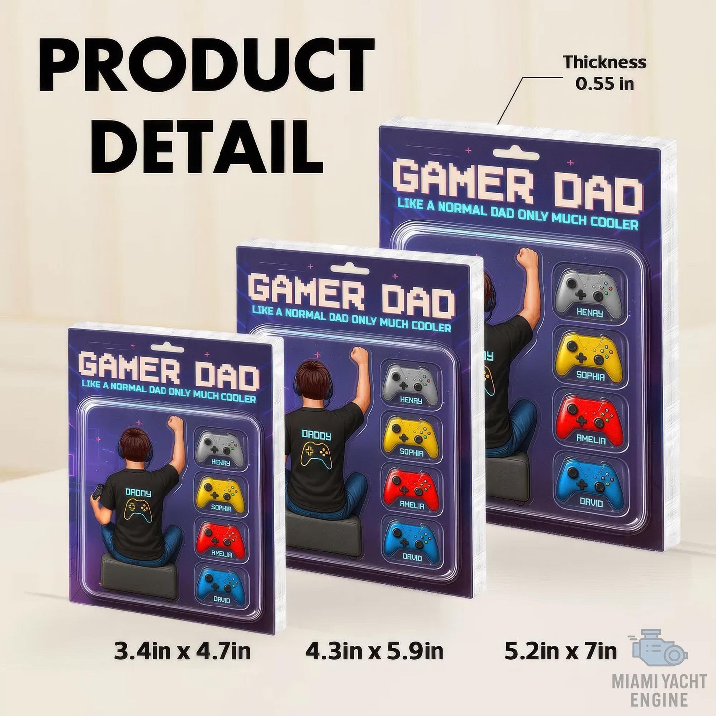 Custom Name Game Dad Like A Normal Dad Only Much Cooler Acrylic Block Plaque, Gamer Dad Acrylic Block Plaque, Father's Day Gift For Dad