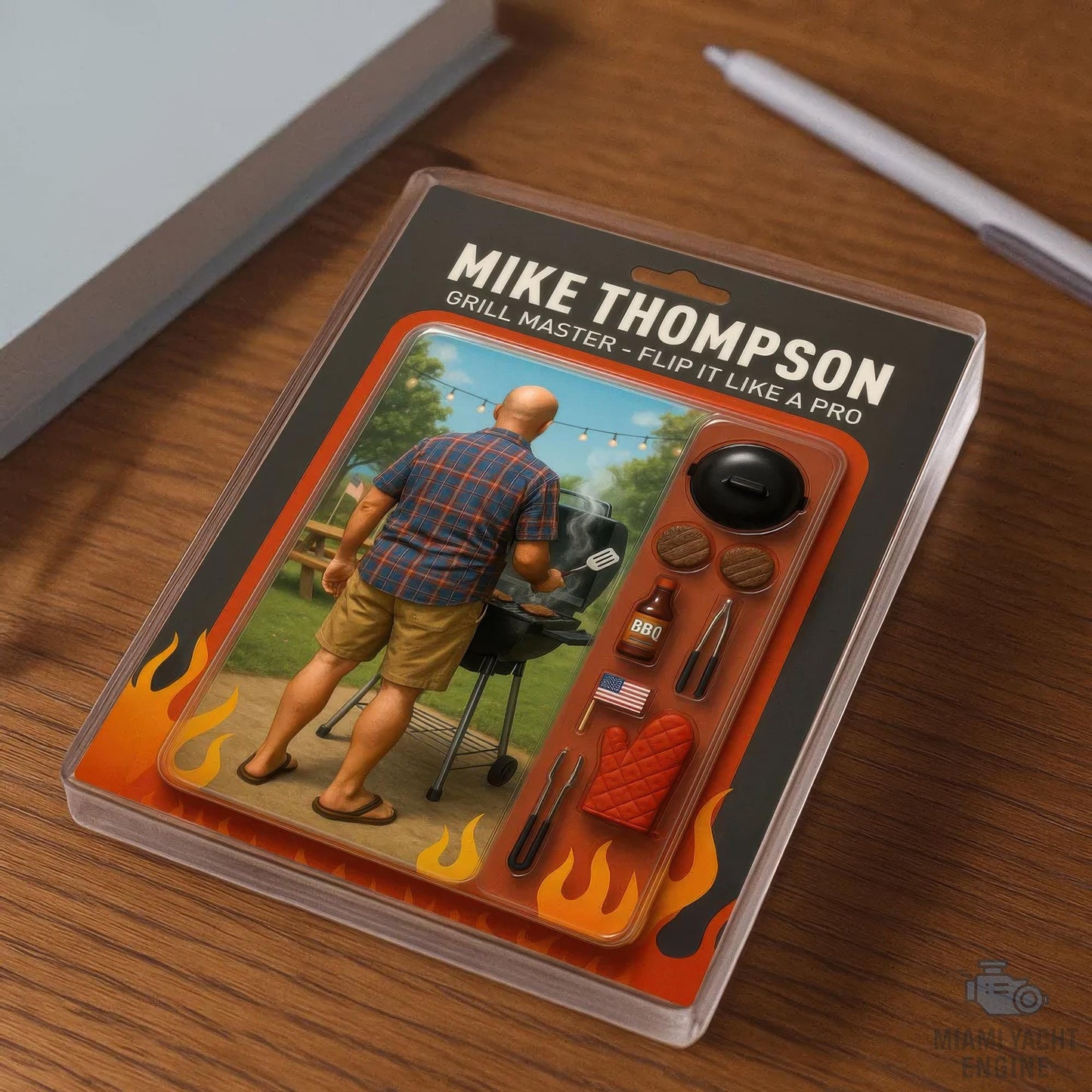 Custom Name Grill Master, Flip It Like A Pro Acrylic Block Plaque, Dad Is Grilling Outside Acrylic Block Plaque, Father's Day Gift For Dad