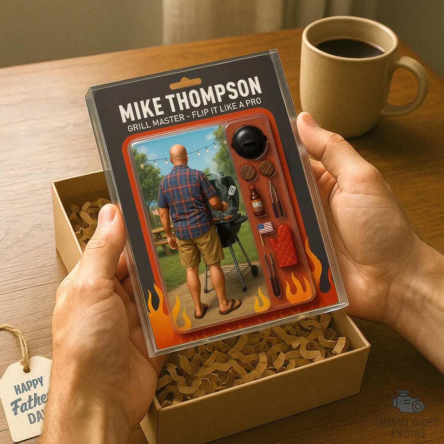 Custom Name Grill Master, Flip It Like A Pro Acrylic Block Plaque, Dad Is Grilling Outside Acrylic Block Plaque, Father's Day Gift For Dad