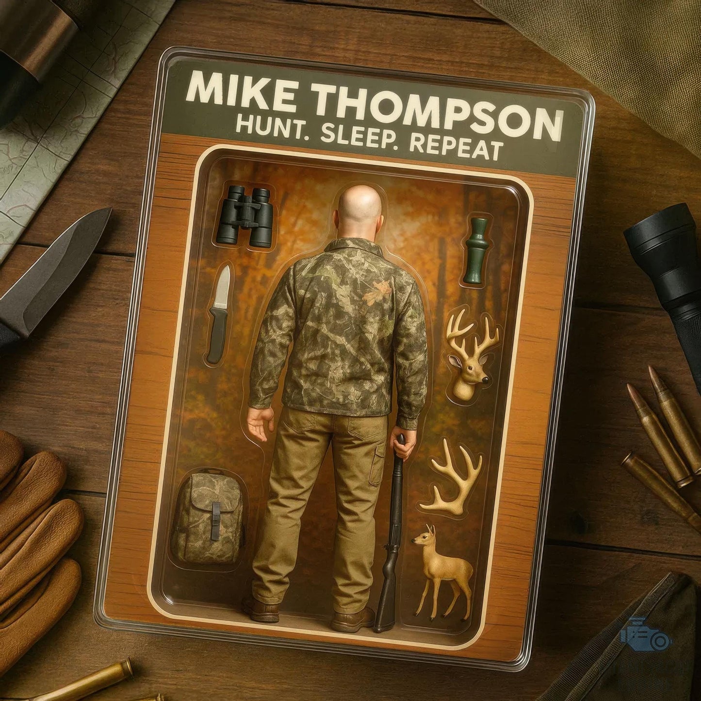 Custom Name Hunt. Sleep. Repeat Acrylic Block Plaque, Big Game Hunter Dad Acrylic Block Plaque, Father's Day Gift For Dad, Gift For Husband