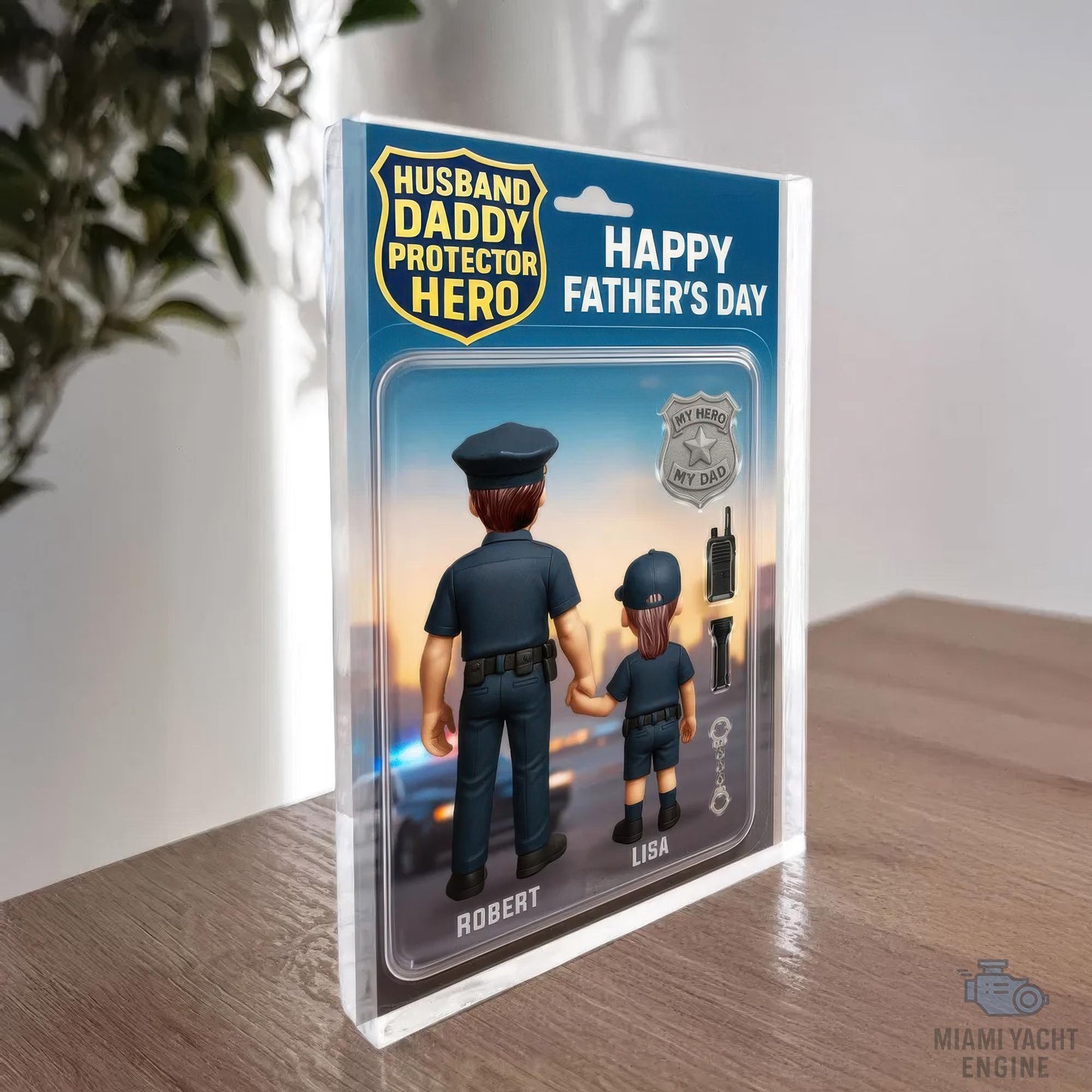 Custom Name Husband Daddy Protector Hero Acrylic Block Plaque, Police Dad Acrylic Block Plaque, Father's Day Gift For Dad, Gift For Husband