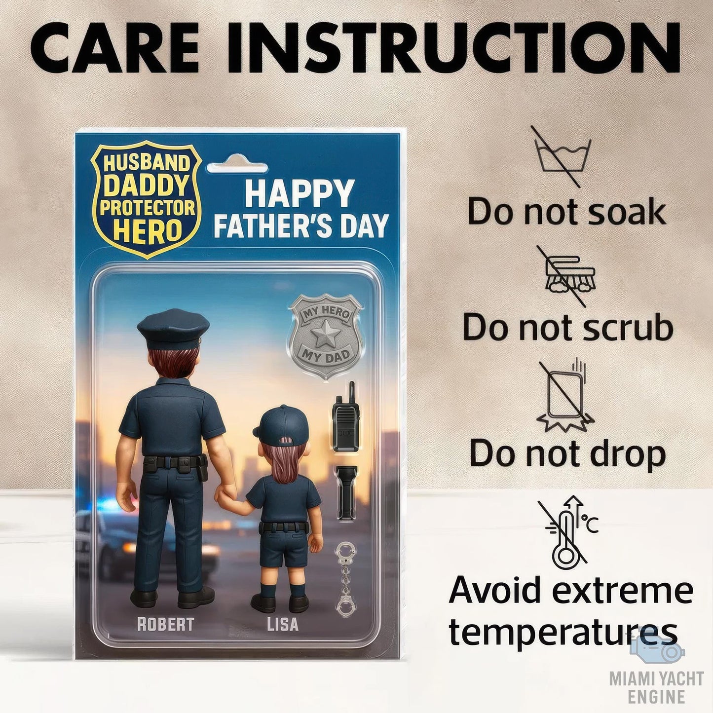 Custom Name Husband Daddy Protector Hero Acrylic Block Plaque, Police Dad Acrylic Block Plaque, Father's Day Gift For Dad, Gift For Husband