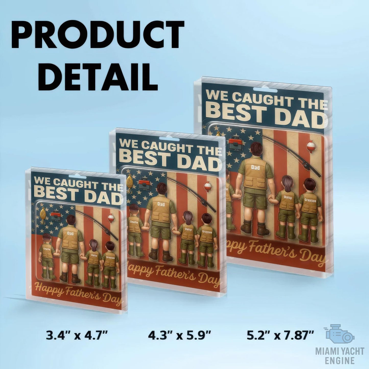 Custom Name I Caught The Best Dad Acrylic Block Plaque, Best Dad Fishing Acrylic Block Plaque, Father's Day Gift For Dad, Gift For Husband