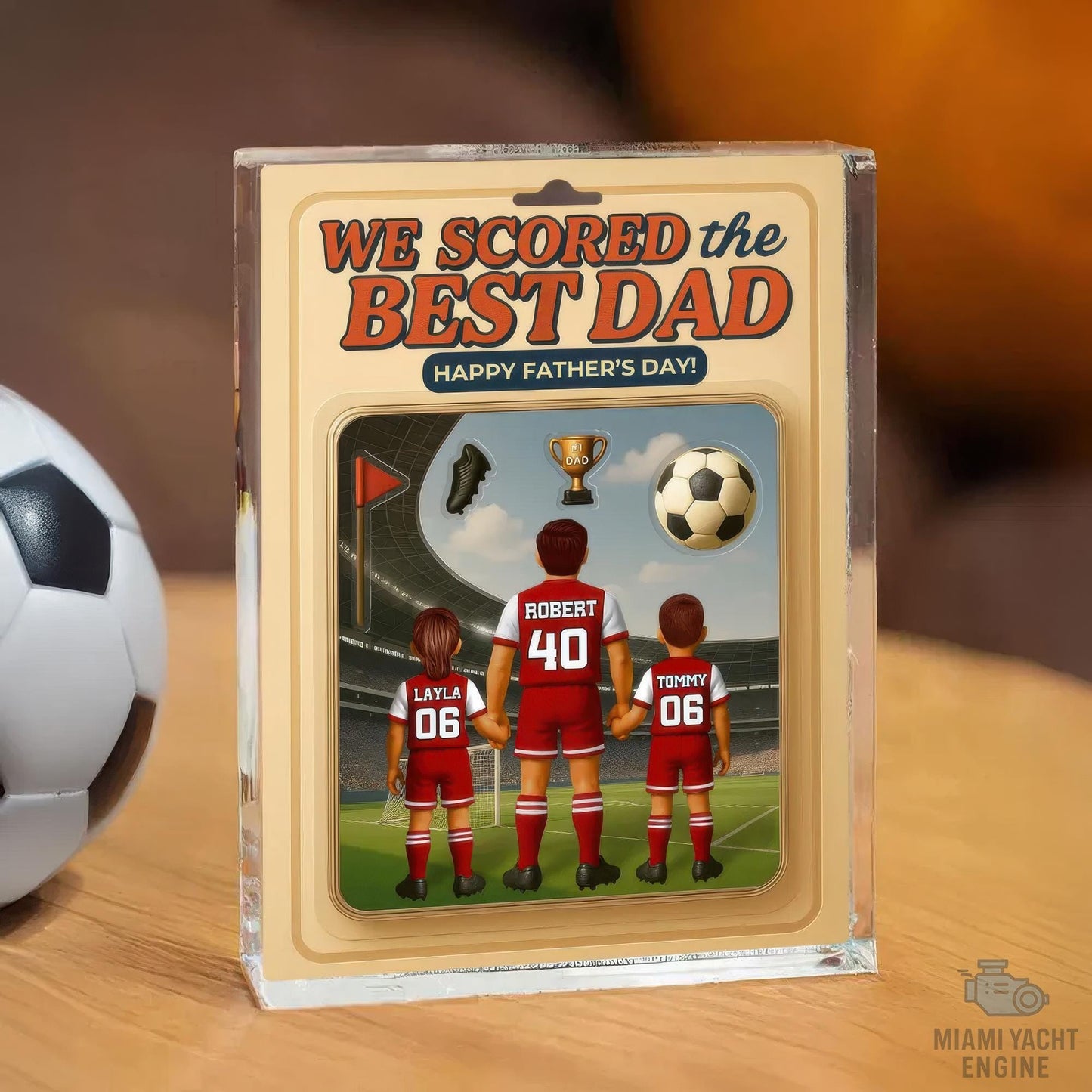Custom Name We Scored The Best Dad Acrylic Block Plaque, Best Football Dad Ever Acrylic Block, Father's Day Gift For Dad, Gift For Husband