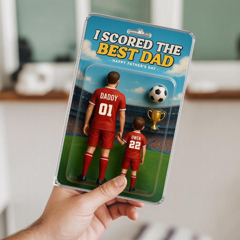 Custom I Scored The Best Dad Soccer Shape Acrylic Block, Father's Day 2025 Gift, Soccer Custom Figure, Gift For Husband, Soccer Gift For Dad