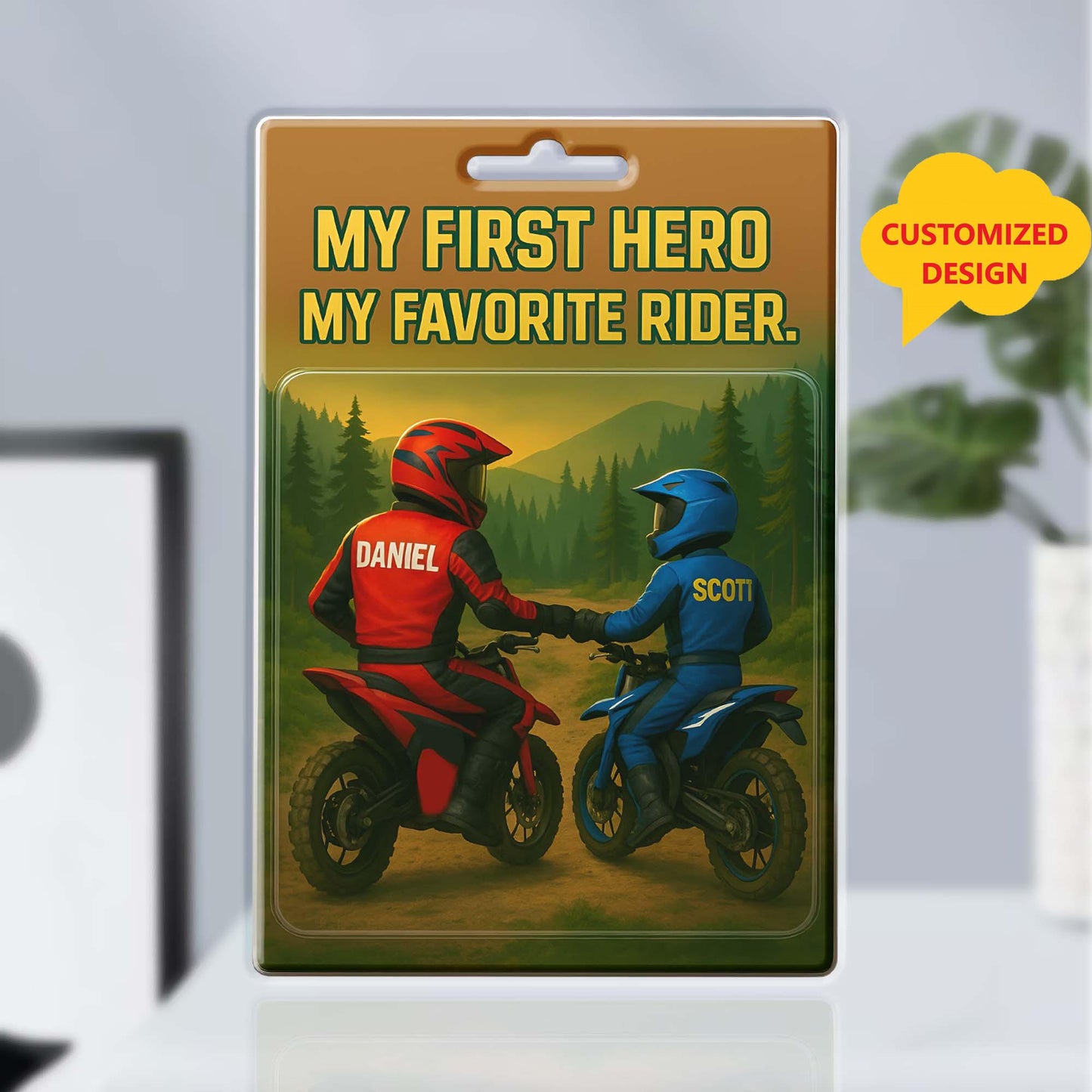 Personalized Dad and Son Motocross Action Figure Acrylic Block, Custom My First Hero, My Favorite Rider Plaque, Motorcycle Lover Gift