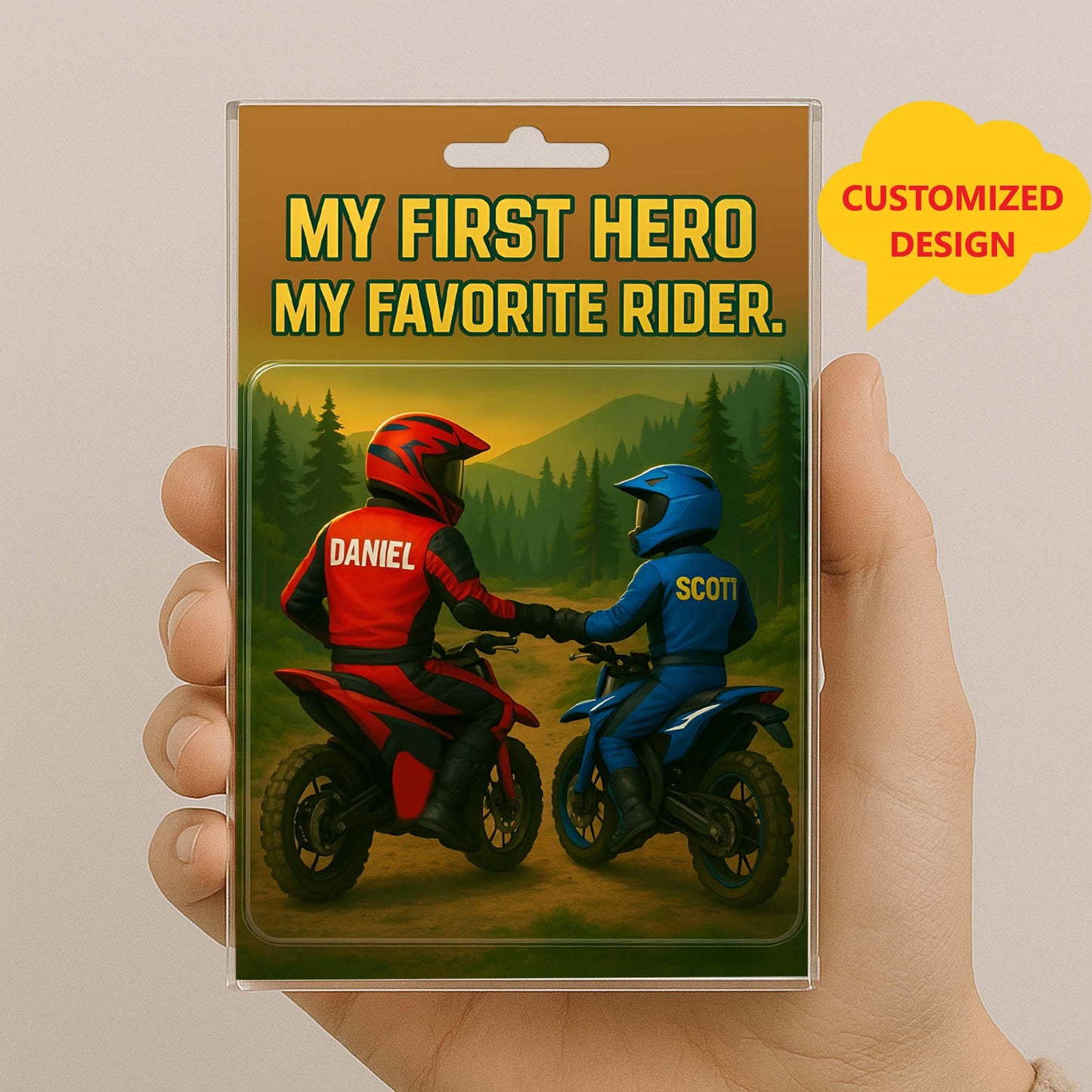 Personalized Dad and Son Motocross Action Figure Acrylic Block, Custom My First Hero, My Favorite Rider Plaque, Motorcycle Lover Gift