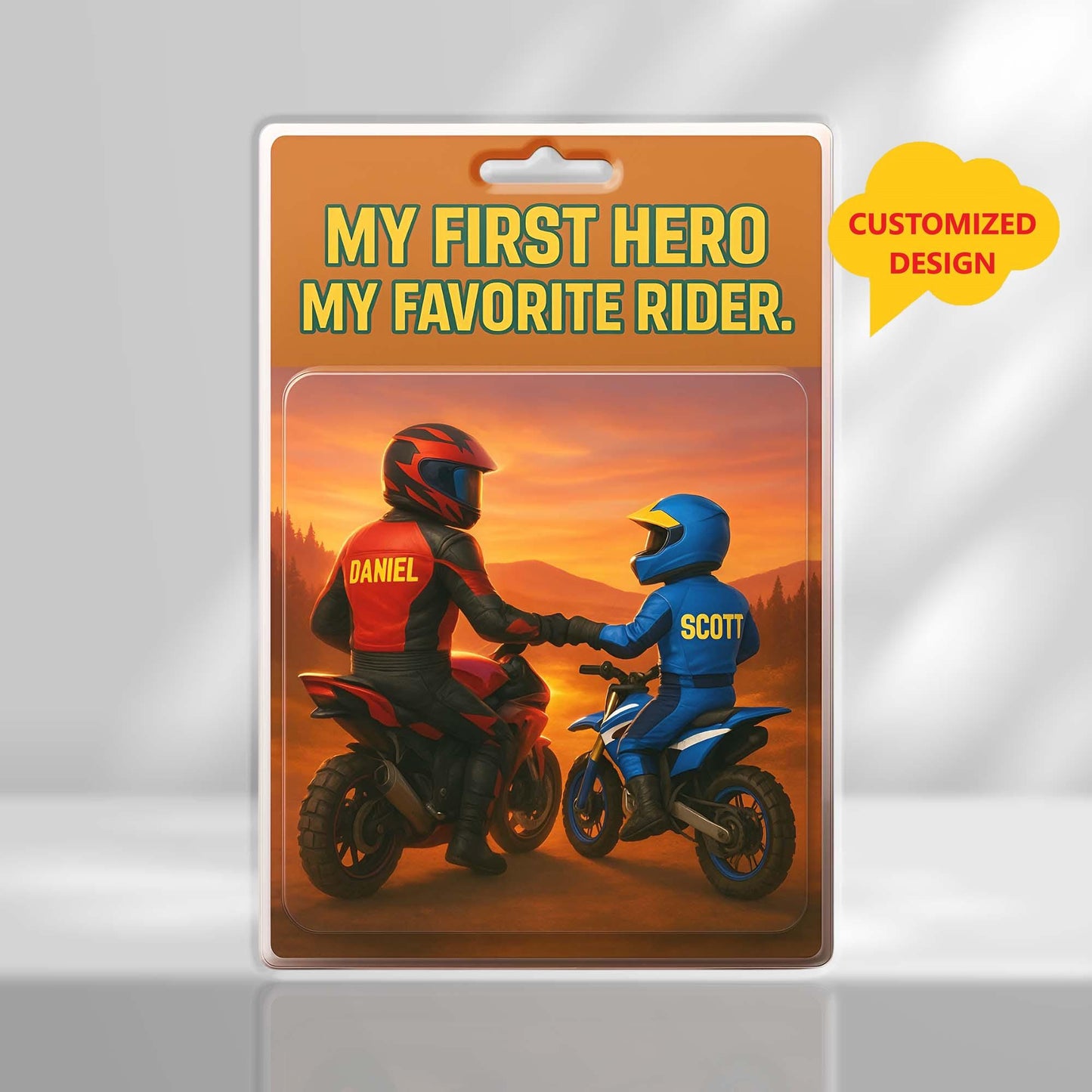Custom Dad and Son Motocross Action Figure Acrylic Block, Custom My First Hero, My Favorite Rider Plaque, Motorcycle Dad Birthday Gift
