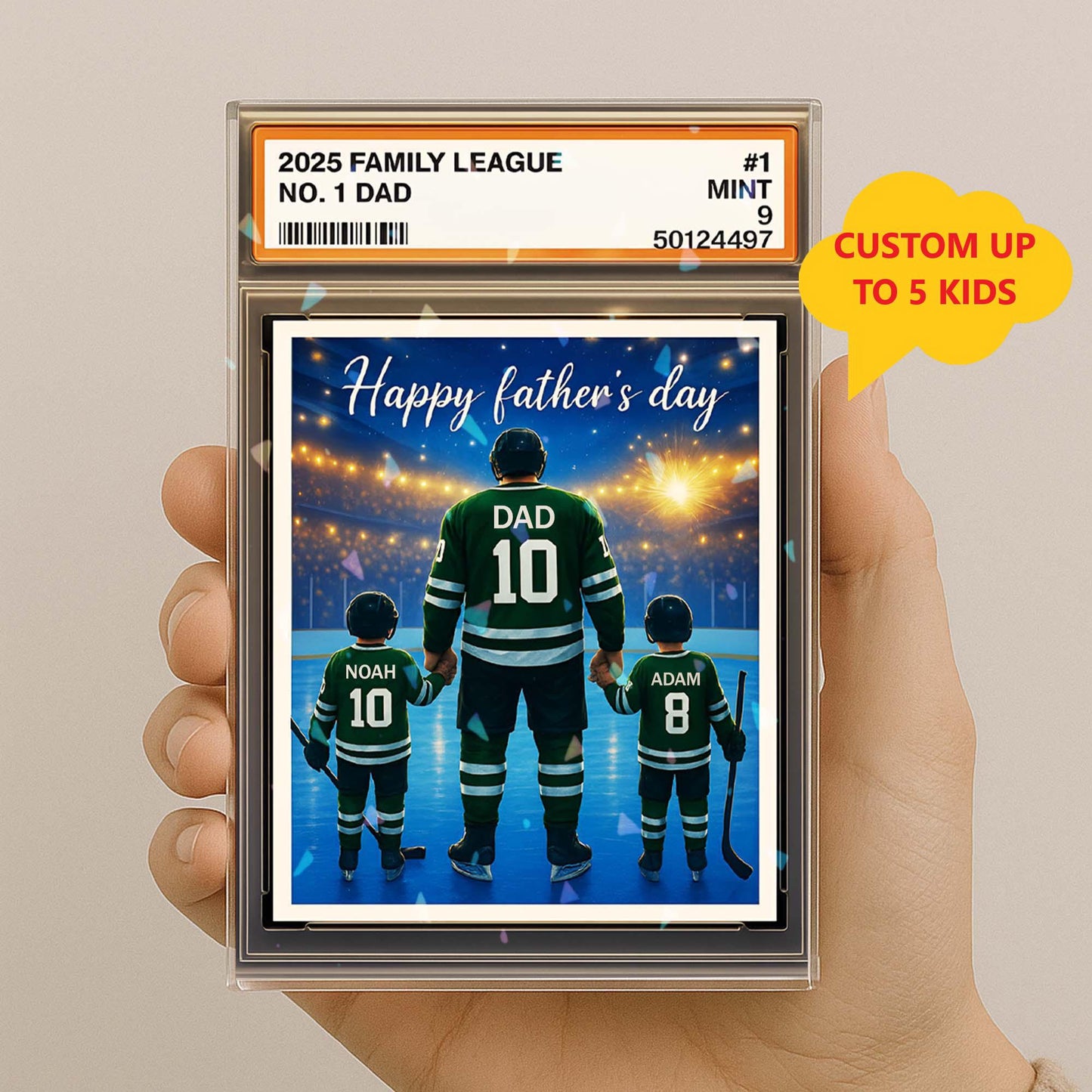Personalized Hockey No. 1 Dad Trading Card Acrylic Block Plaque, Father's Day Gift For Hockey Player, Hockey Lover Gift, Husband Block