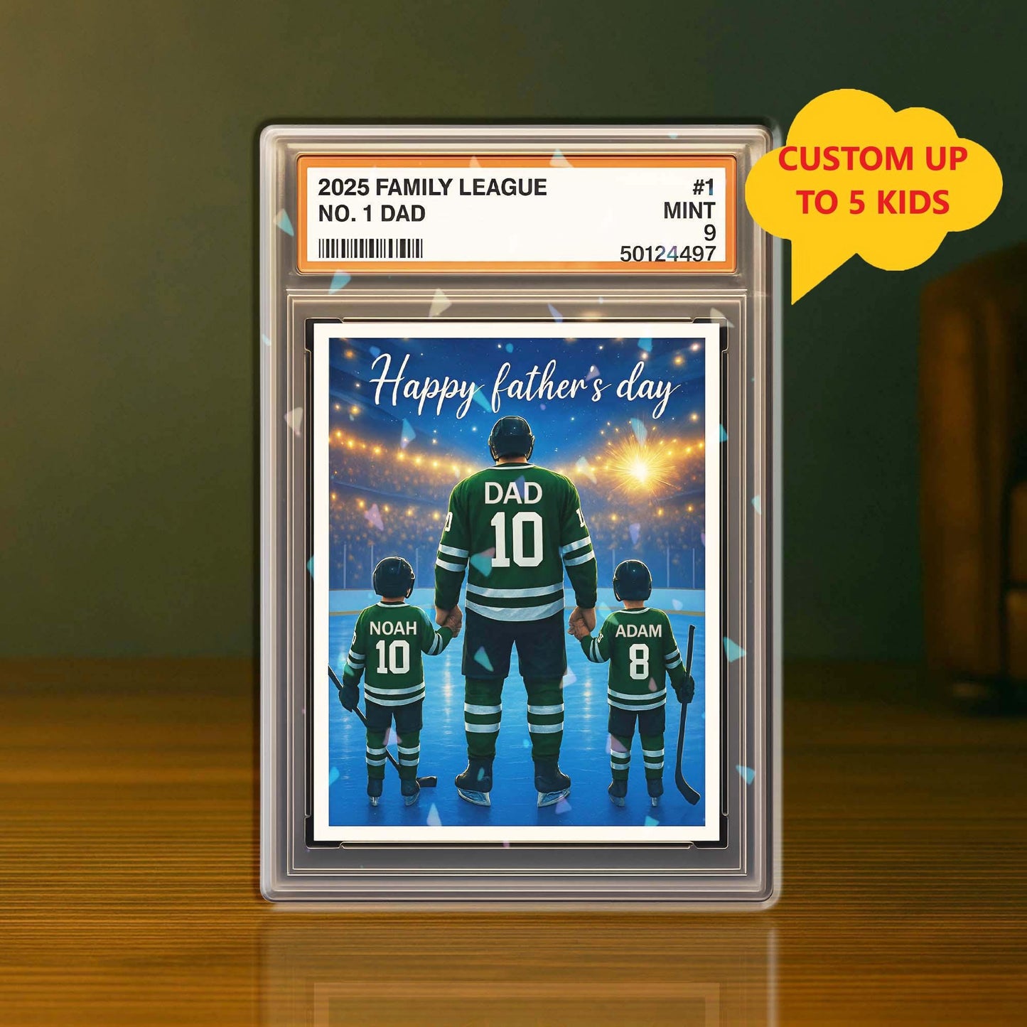 Personalized Hockey No. 1 Dad Trading Card Acrylic Block Plaque, Father's Day Gift For Hockey Player, Hockey Lover Gift, Husband Block