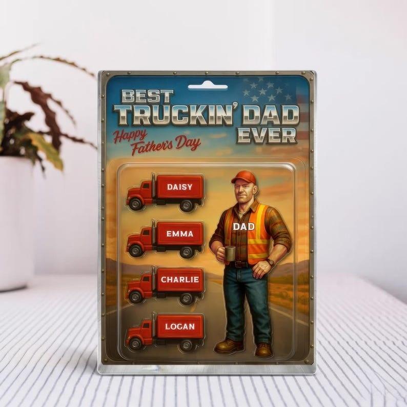 Custom Name Best Truckin' Dad Ever Acrylic Block Plaque, Truck Driver Dad Acrylic Block Plaque,Father's Day 2025 Gift, Gift For Dad, Husband