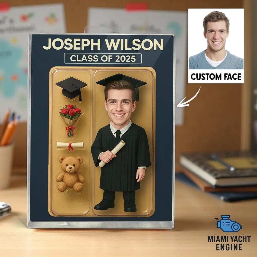 Personalized 3D Graduation Acrylic Plaque, Flat Rectangle Custom Figure, Memorable Keepsake, Graduation Gift