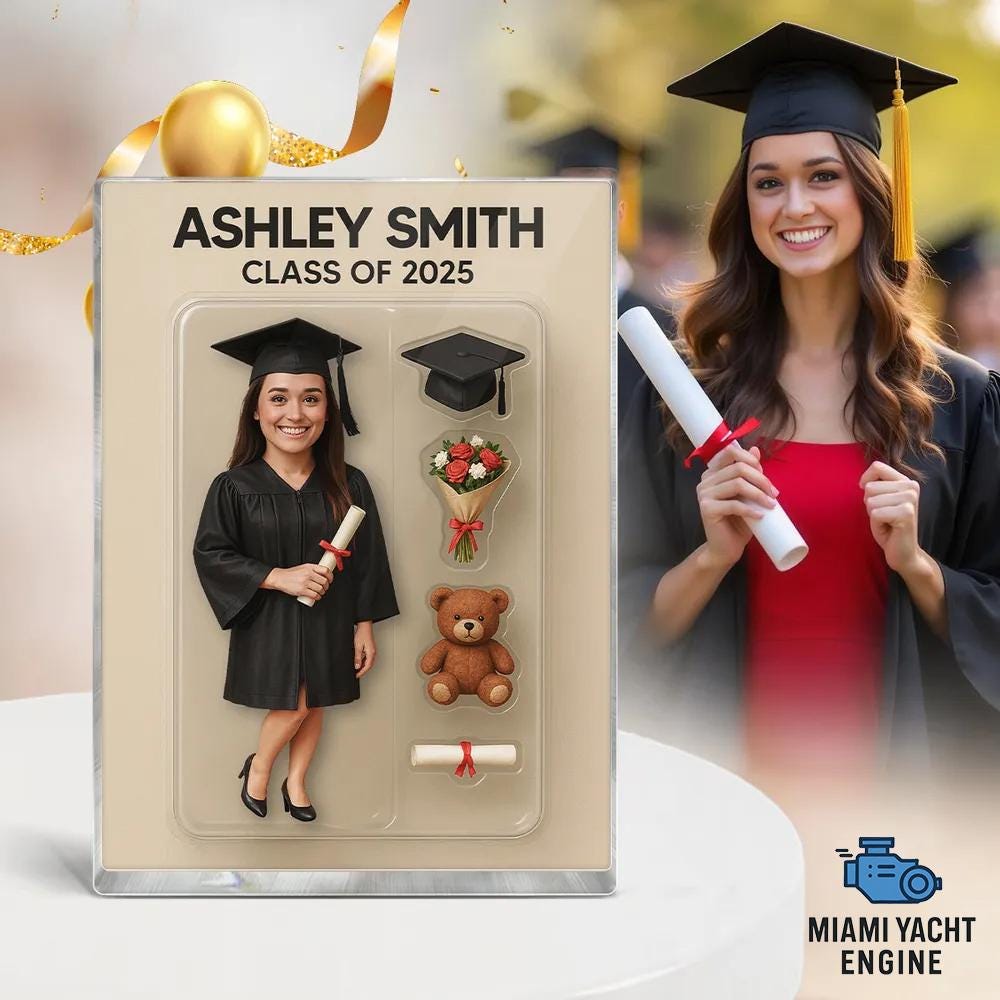 3D Effect Graduate Acrylic Block Plaque, Personalized Custom Figure Keepsake, Graduation Gift for Students
