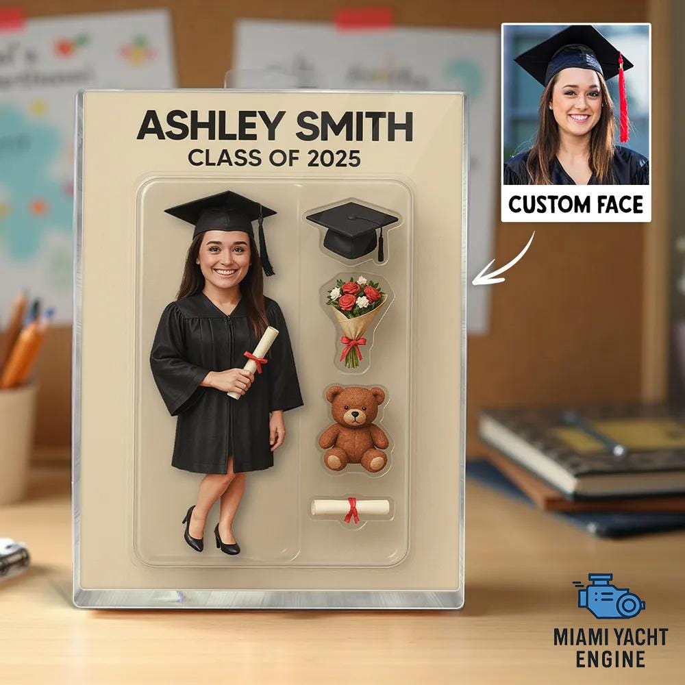 3D Effect Graduate Acrylic Block Plaque, Personalized Custom Figure Keepsake, Graduation Gift for Students