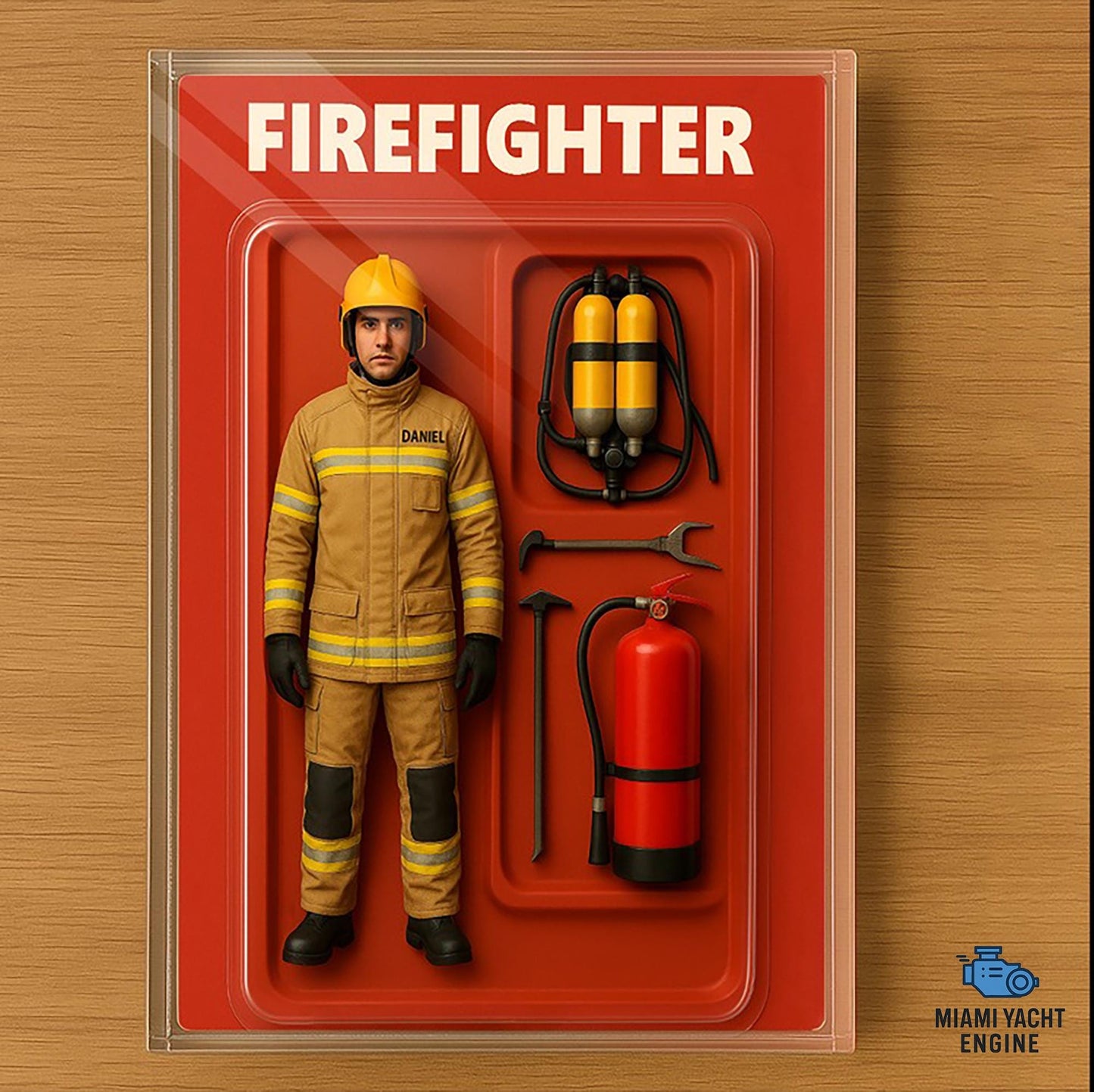 Custom Firefighter Acrylic Decor with Face and Name, Personalized Tribute for Dad, Fathers Day Gift