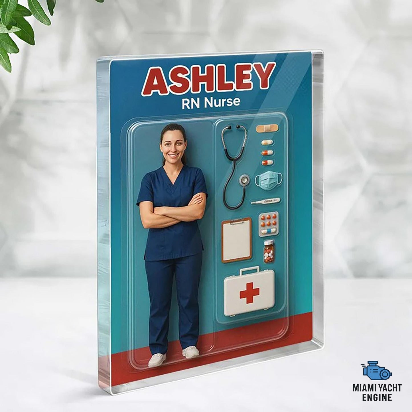Personalized RN Nurse Action Figure Pack, Custom Rectangle Acrylic Block Display, Nurse Gift for Graduation or Appreciation