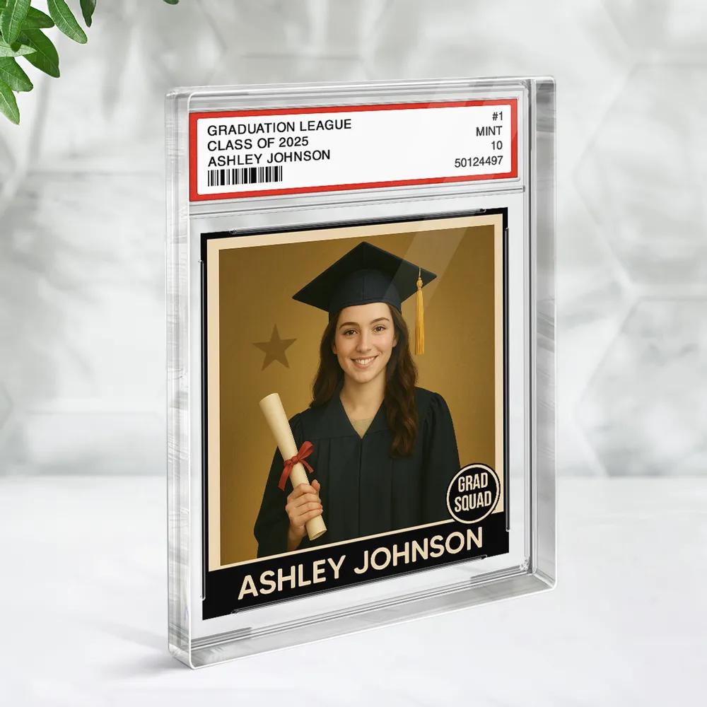 Personalized Graduation Acrylic Block With Picture, Custom Photo in Trading Card Style, A Unique Keepsake Gift for Your Favorite Graduate