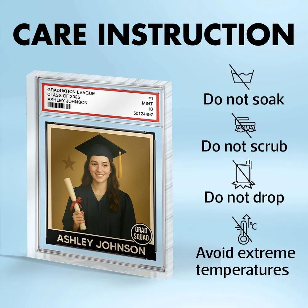 Personalized Graduation Acrylic Block With Picture, Custom Photo in Trading Card Style, A Unique Keepsake Gift for Your Favorite Graduate