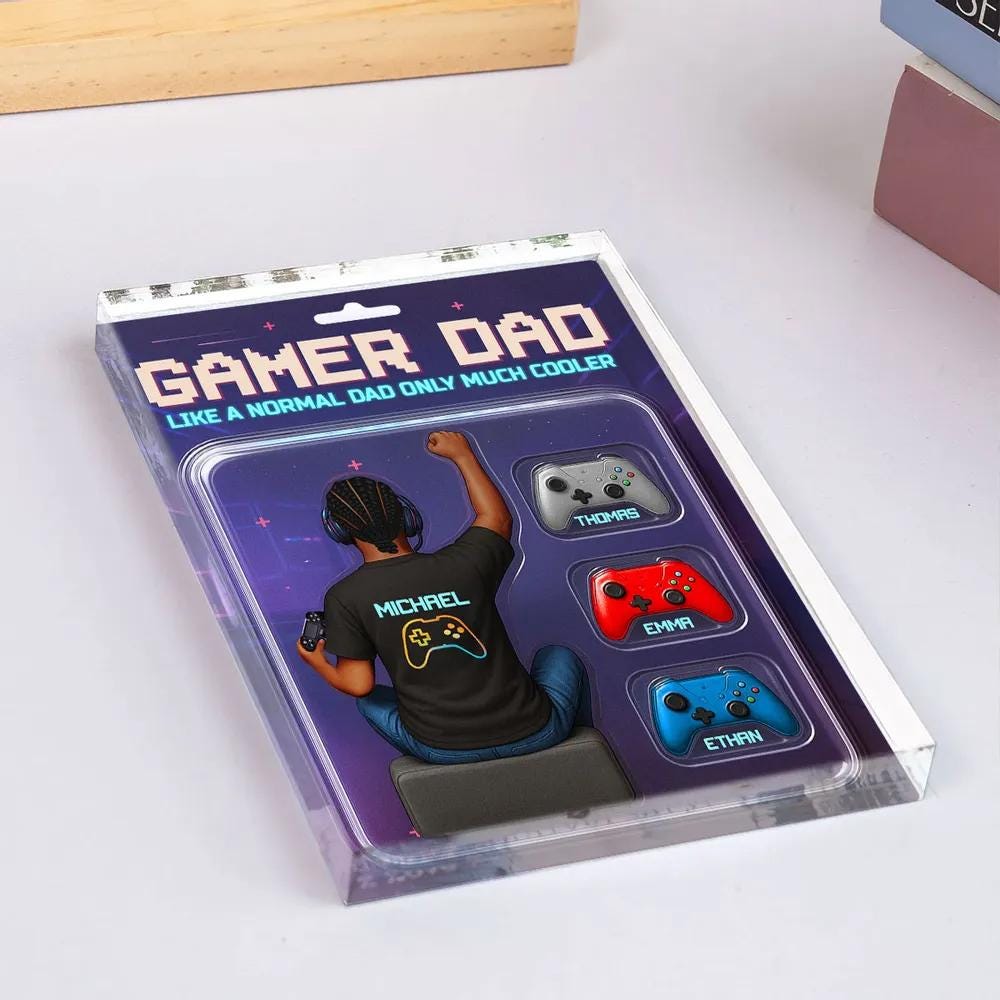 Custom Gamer Dad Action Figure Plaque, A Fun & Unique Acrylic Gift for the Coolest Gamer Dad or Husband this Father’s Day