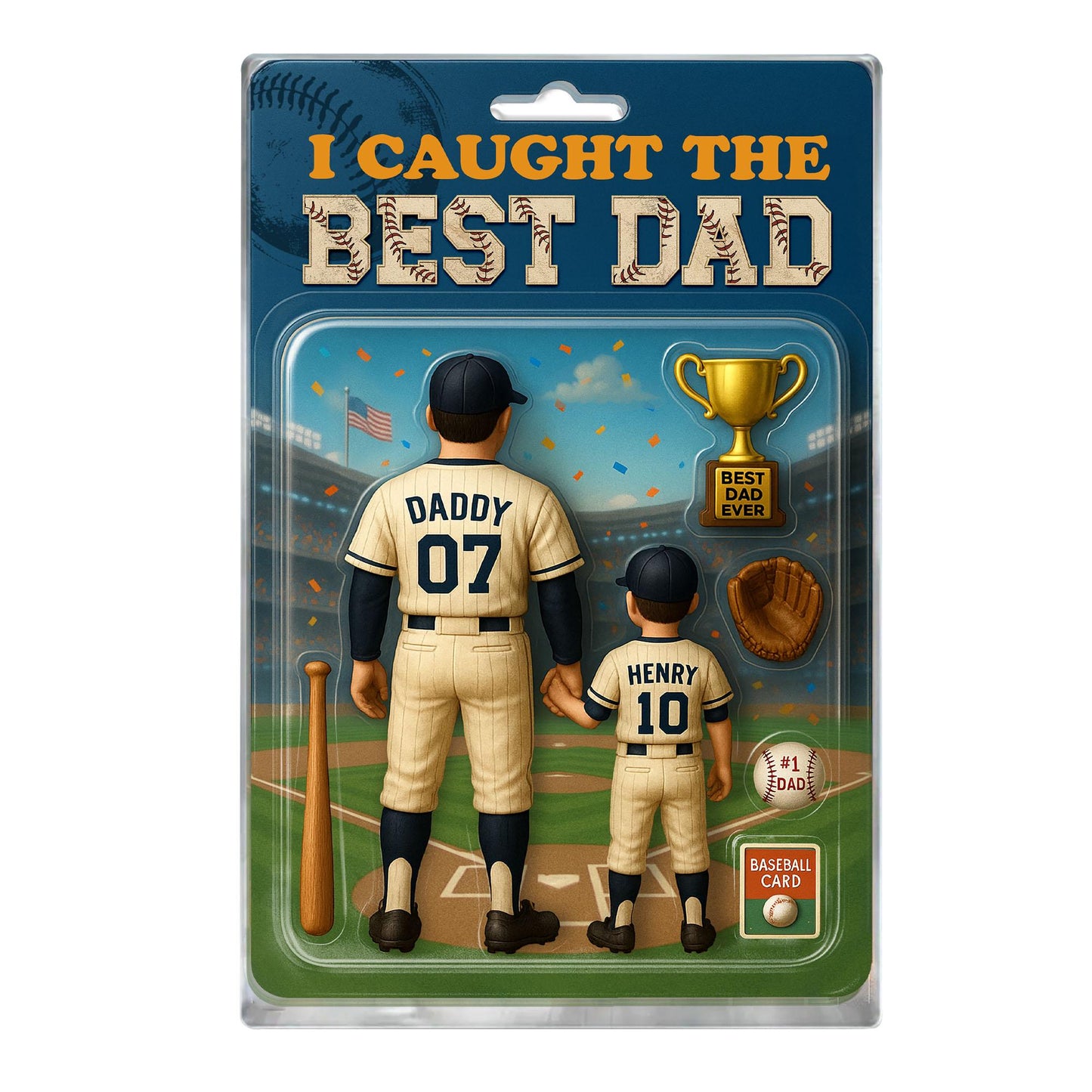 I Caught the Best Dad Baseball Acrylic Plaque, Trading Card Style Custom Action Figure Plaque, Custom Acrylic Block, Father's Day Dad Gift