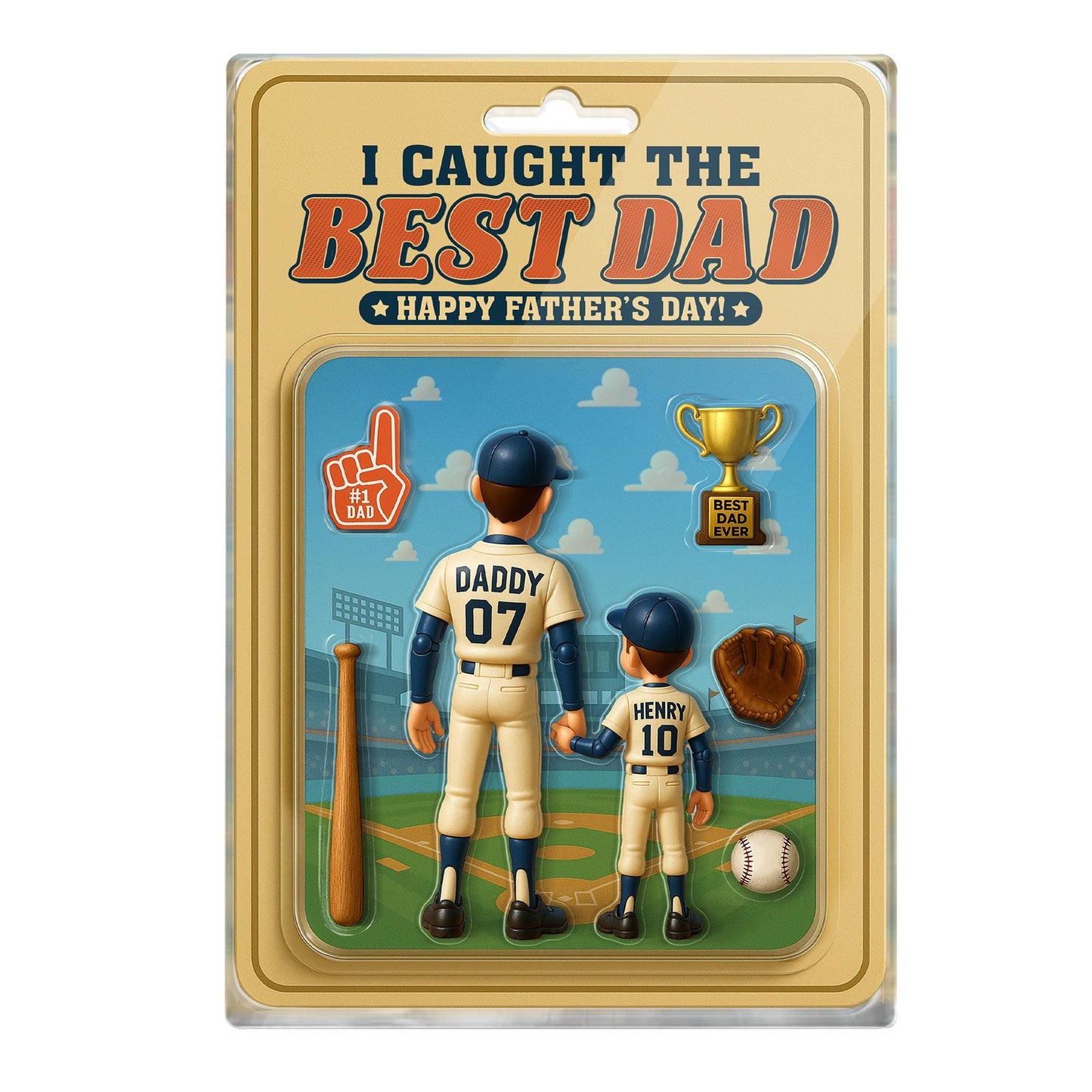Personalized I Caught the Best Dad Baseball Acrylic Plaque – Custom Father’s Day Gift for Dad, Husband, Grandpa, Pop, Acrylic Block Plaque