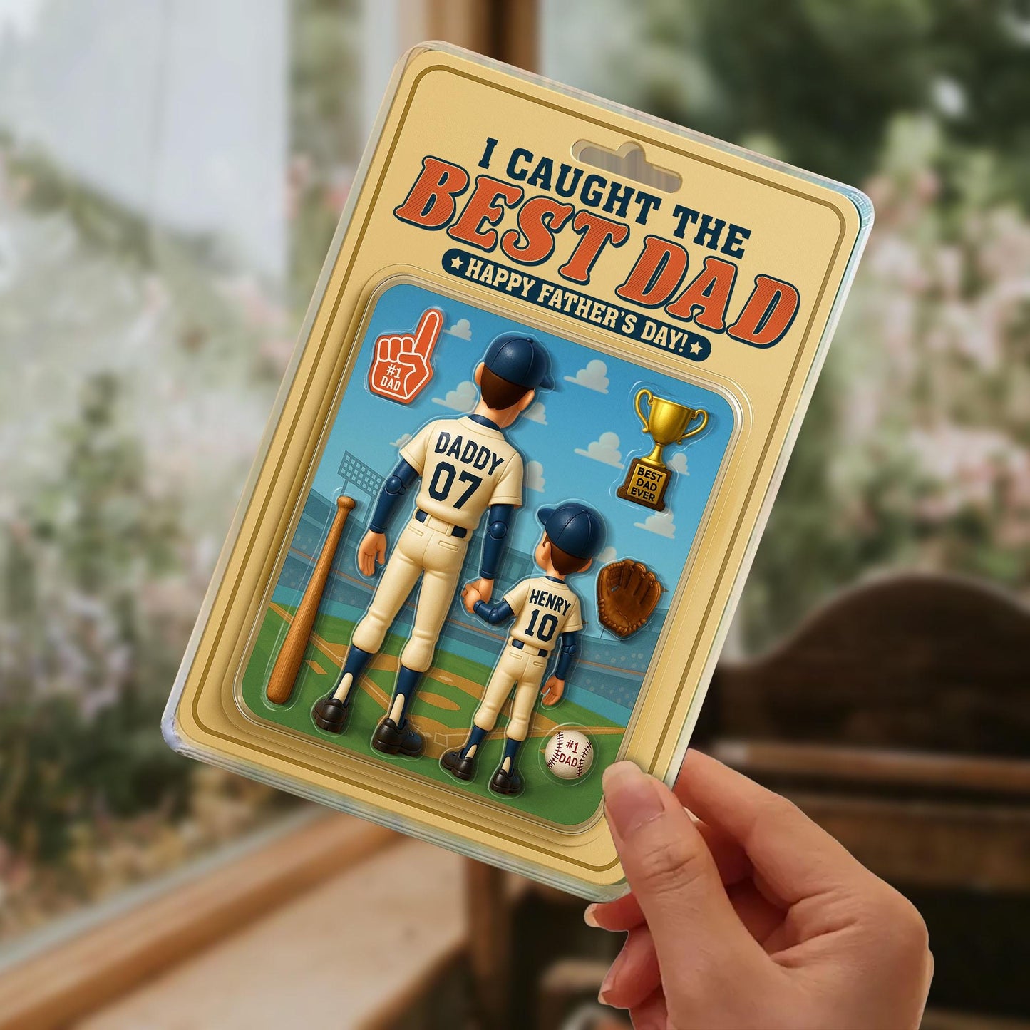 Personalized I Caught the Best Dad Baseball Acrylic Plaque – Custom Father’s Day Gift for Dad, Husband, Grandpa, Pop, Acrylic Block Plaque