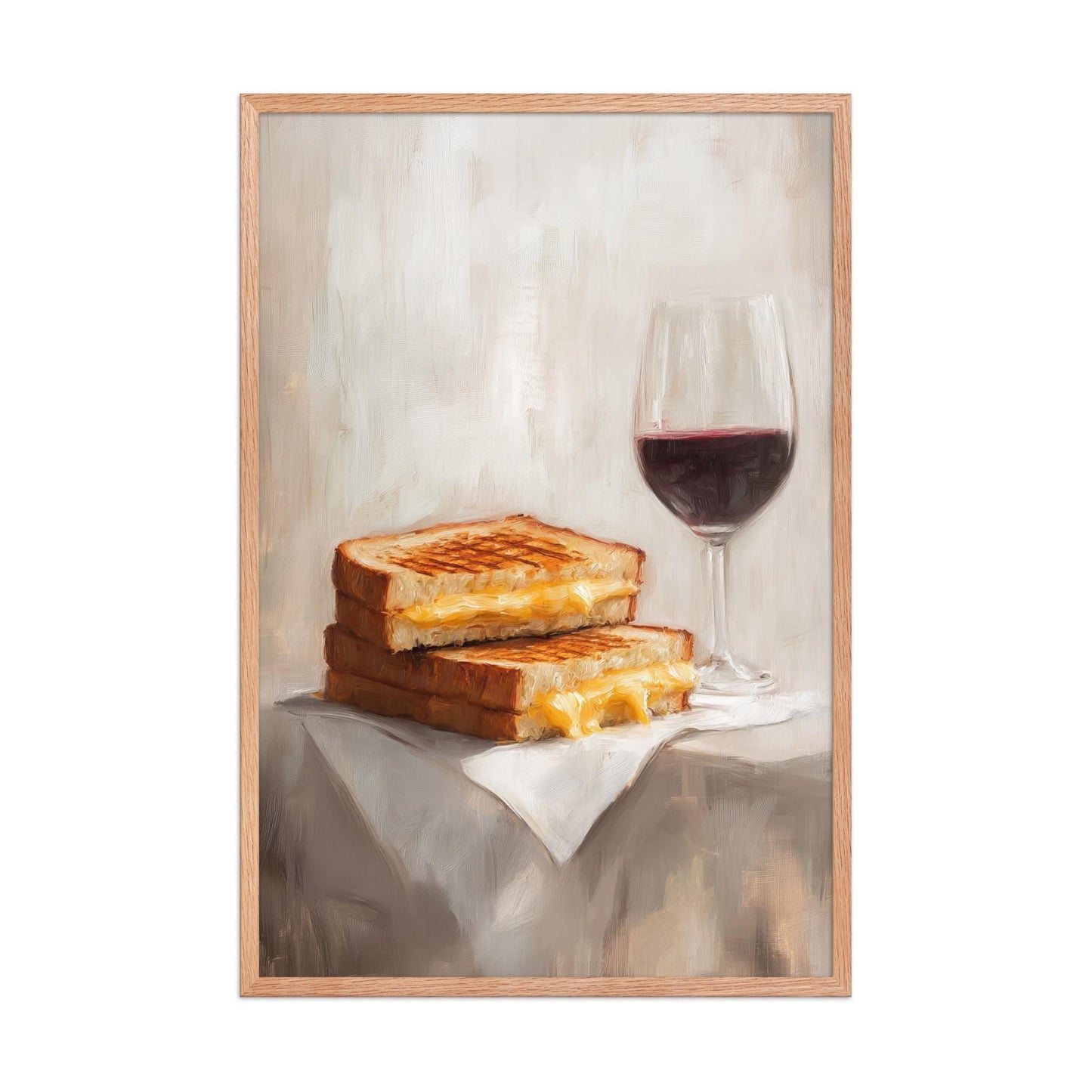 Grilled Cheese and Red Wine Art Print | Cute Quirky Whimsical | Cocktail Art Bar Cart Decor | Grilled Cheese Art Gift | Trendy Home Wall Art