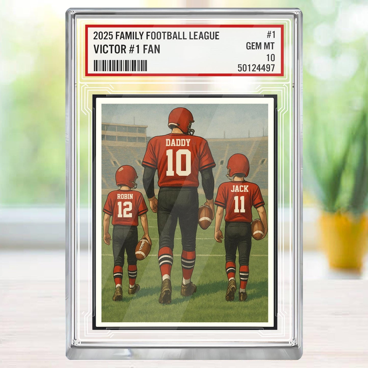 Custom Atlanta Football Acrylic Block Gift for Daddy, Personalized Sports Trading Card with Kids' Names, Dad Sports, Atlanta Team Plaque