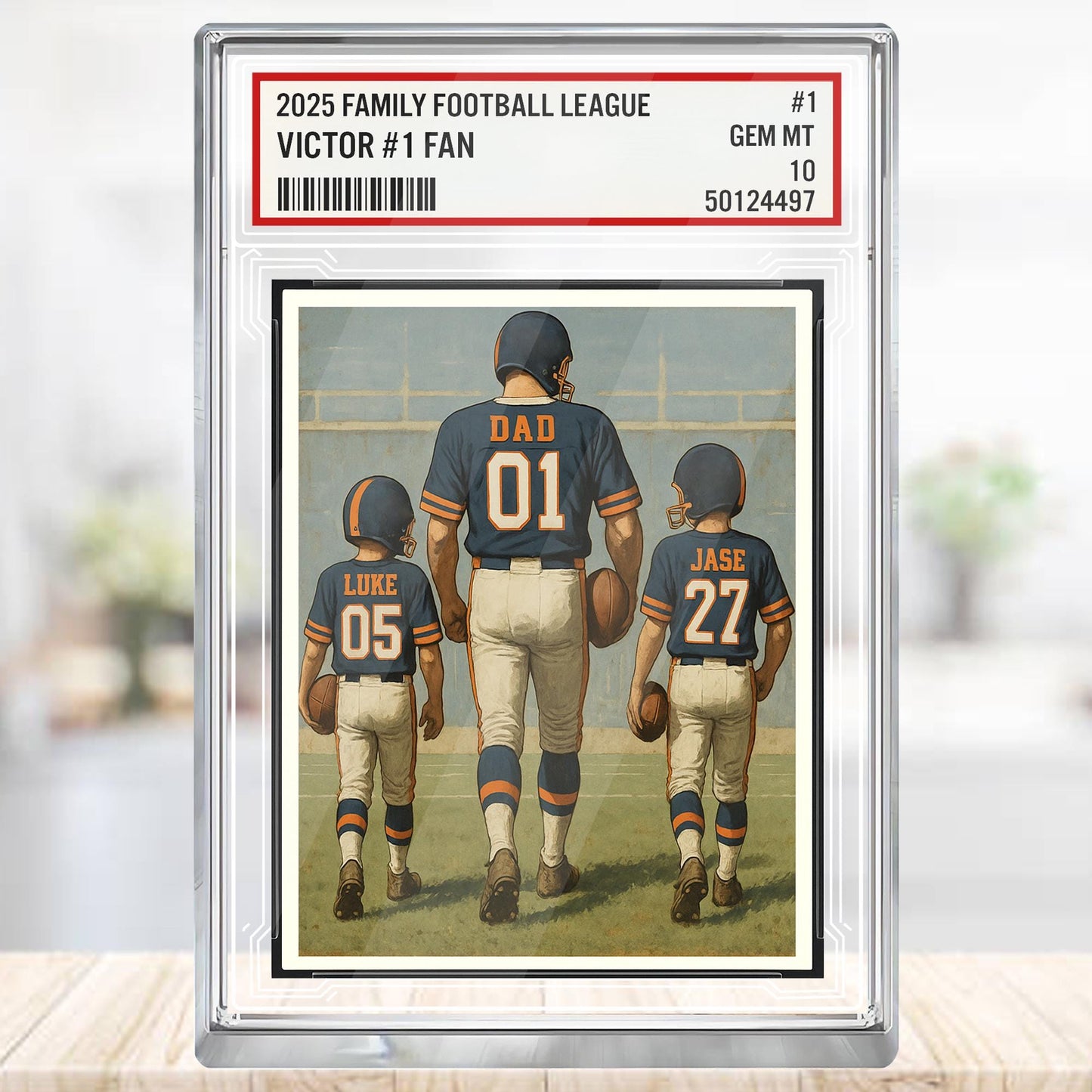 Custom Denver Football Acrylic Block Gift for Daddy, Personalized Sports Trading Card with Kids' Names, Dad Sports, Denver Team Plaque