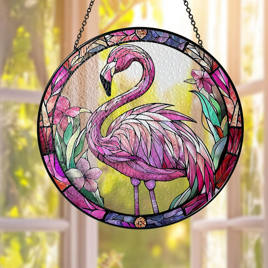 Flamingo Glass Suncatcher, Flamingo Lover Gifts, Housewarming Gift, Tropical Home Decor, Bird Lovers Gifts, Flamingo Ornament, Garden Decor