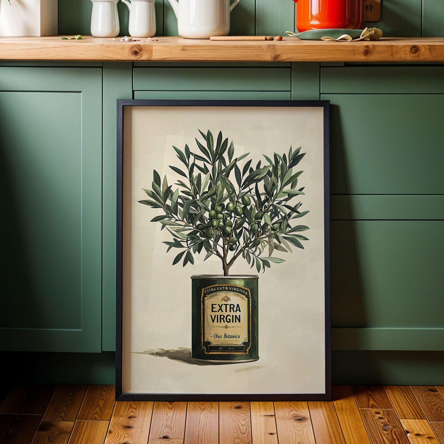 Olive Tree Kitchen Wall Art Extra Virgin Olive Oil Poster Rustic Greenery Dining Room Print Country Kitchen Oil Painting Wall Art Poster
