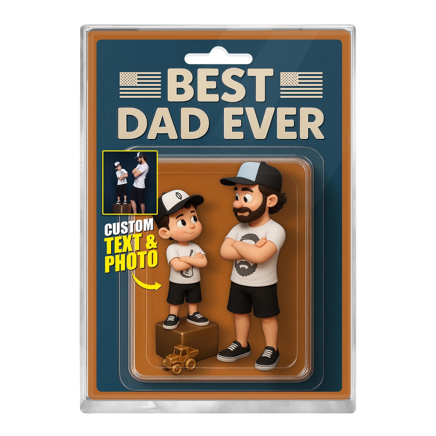 Custom Photo Dad And Kids Action Figure Acrylic Block, Personalized Father's Day Gift For Dad, Best Dad Ever Block Plaque, Gift For Husband