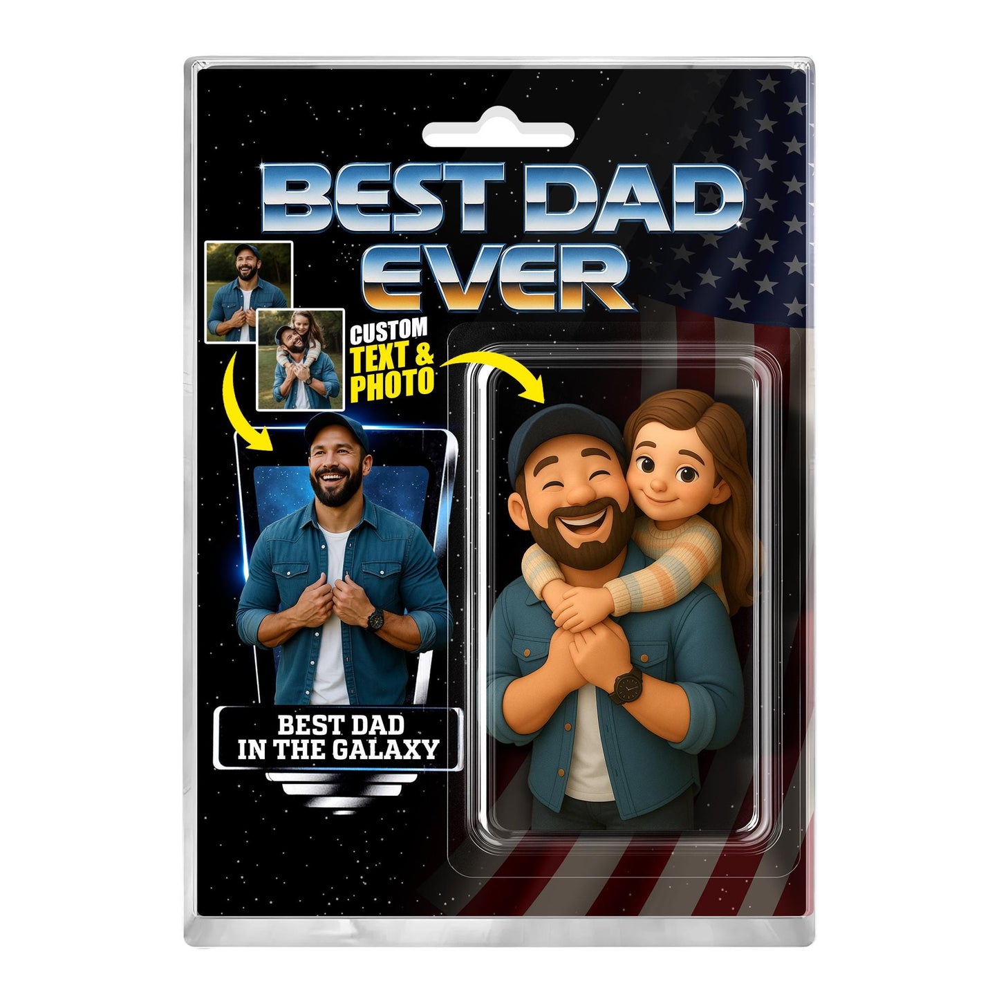 Custom Photo Dad And Kids Action Figure Acrylic Block, Personalized Father's Day Gift For Dad, Best Dad Ever Block Plaque, Gift For Husband