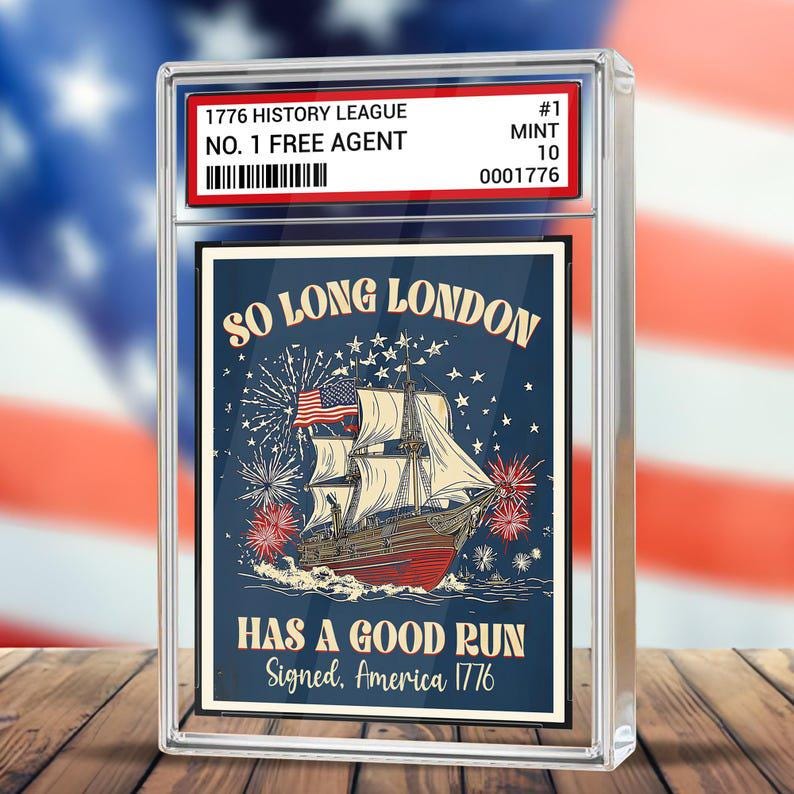 So Long London Had A Good Run 4th Of July Acrylic Block, No. 1 Free Agent US Trading Card Style, Patriotic, Independence Day Acrylic Plaque