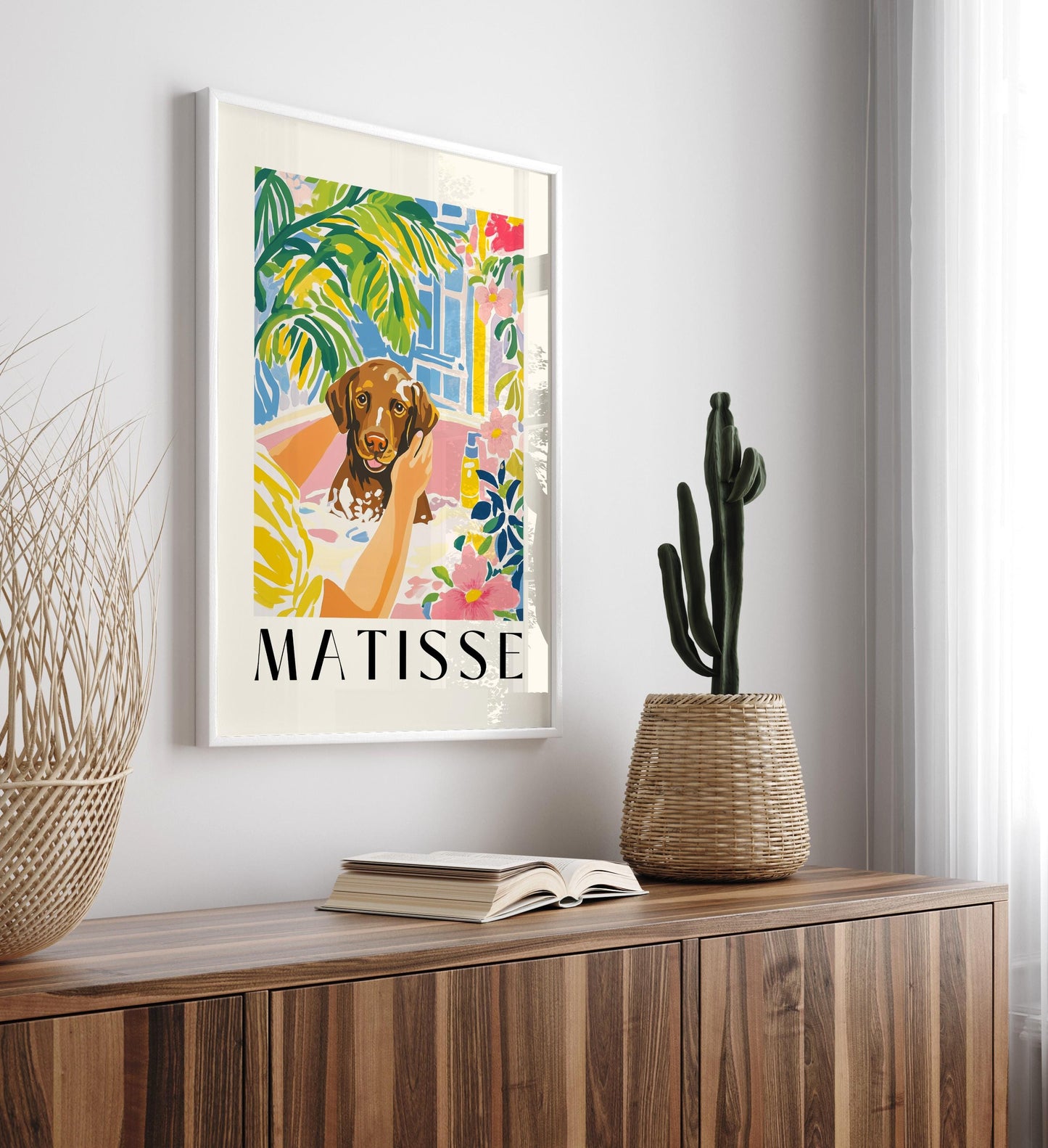 Chocolate Labrador Wall Art: Matisse Style Bathtub Print