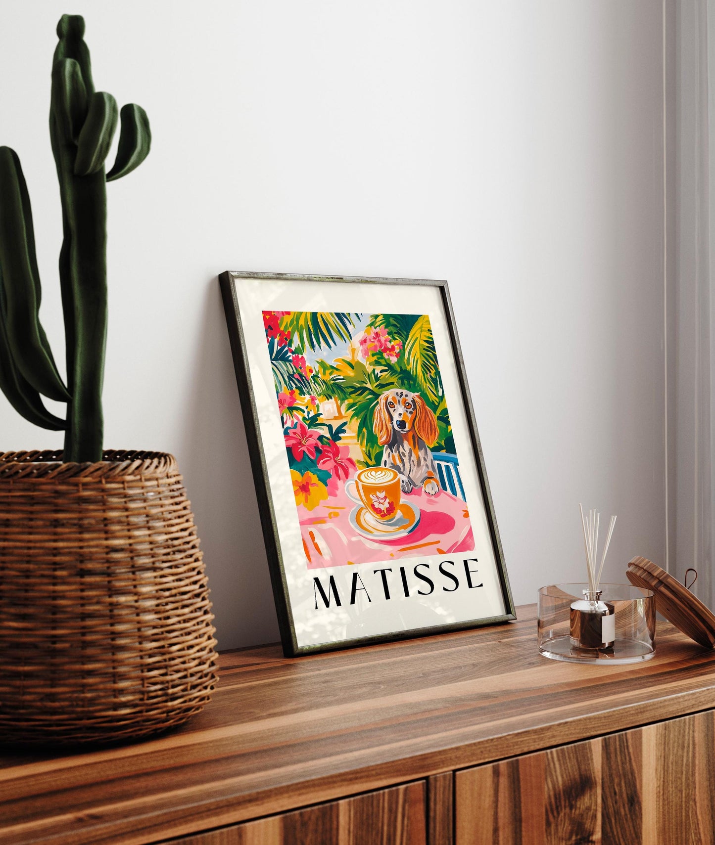 Dachshund Coffee Print: Matisse Style Kitchen Wall Art